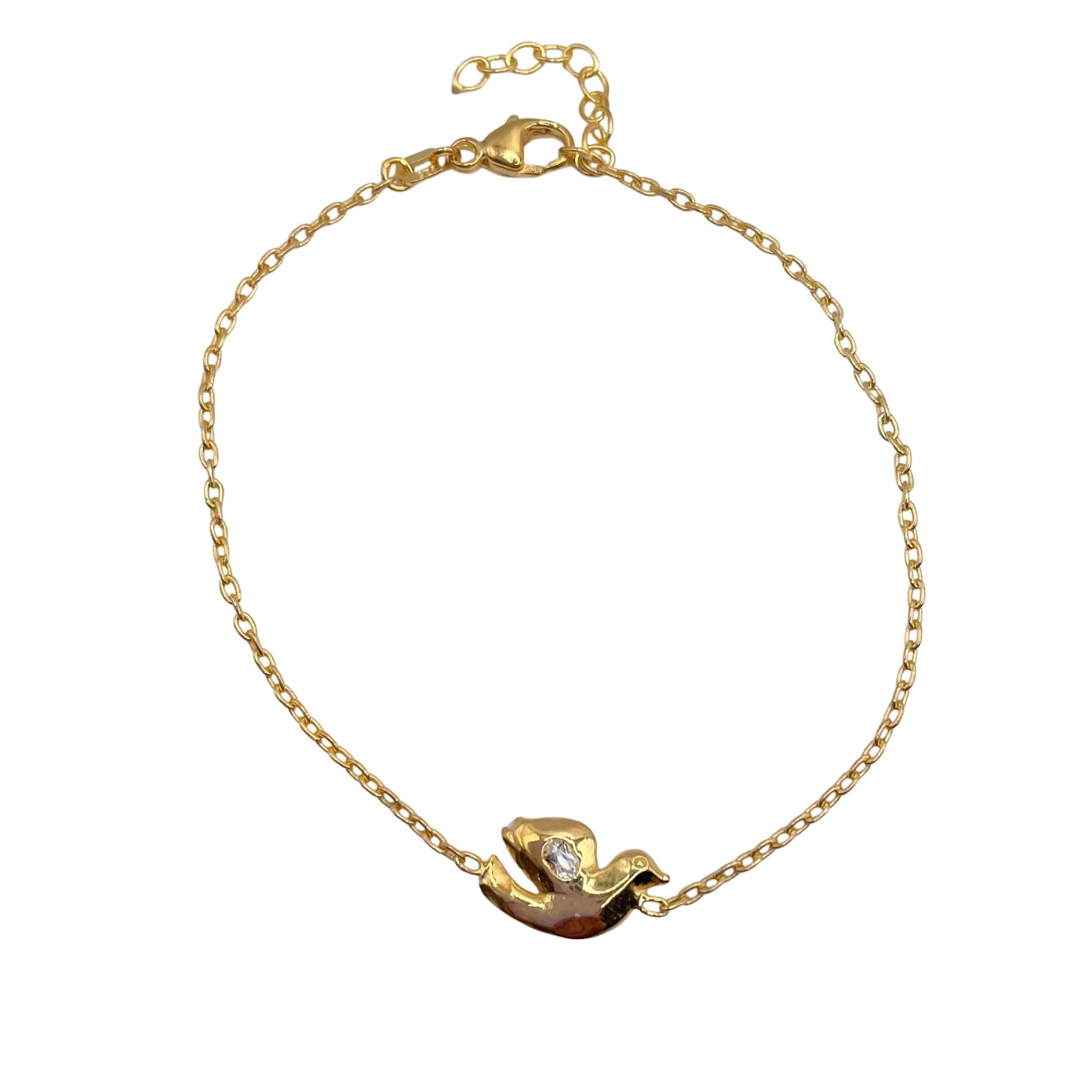 18k gold vermeil with white topaz dove bracelet by Amy Delson