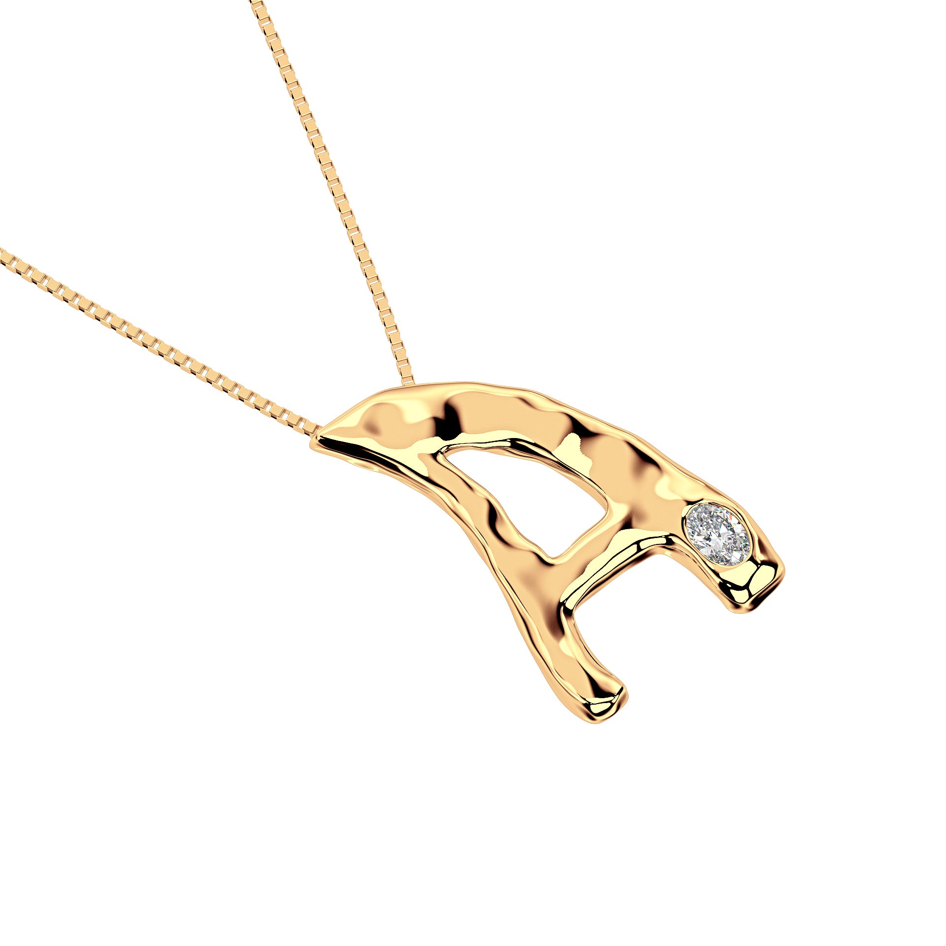 14k Gold with Lab Diamond Letter A Necklace by Amy Delson