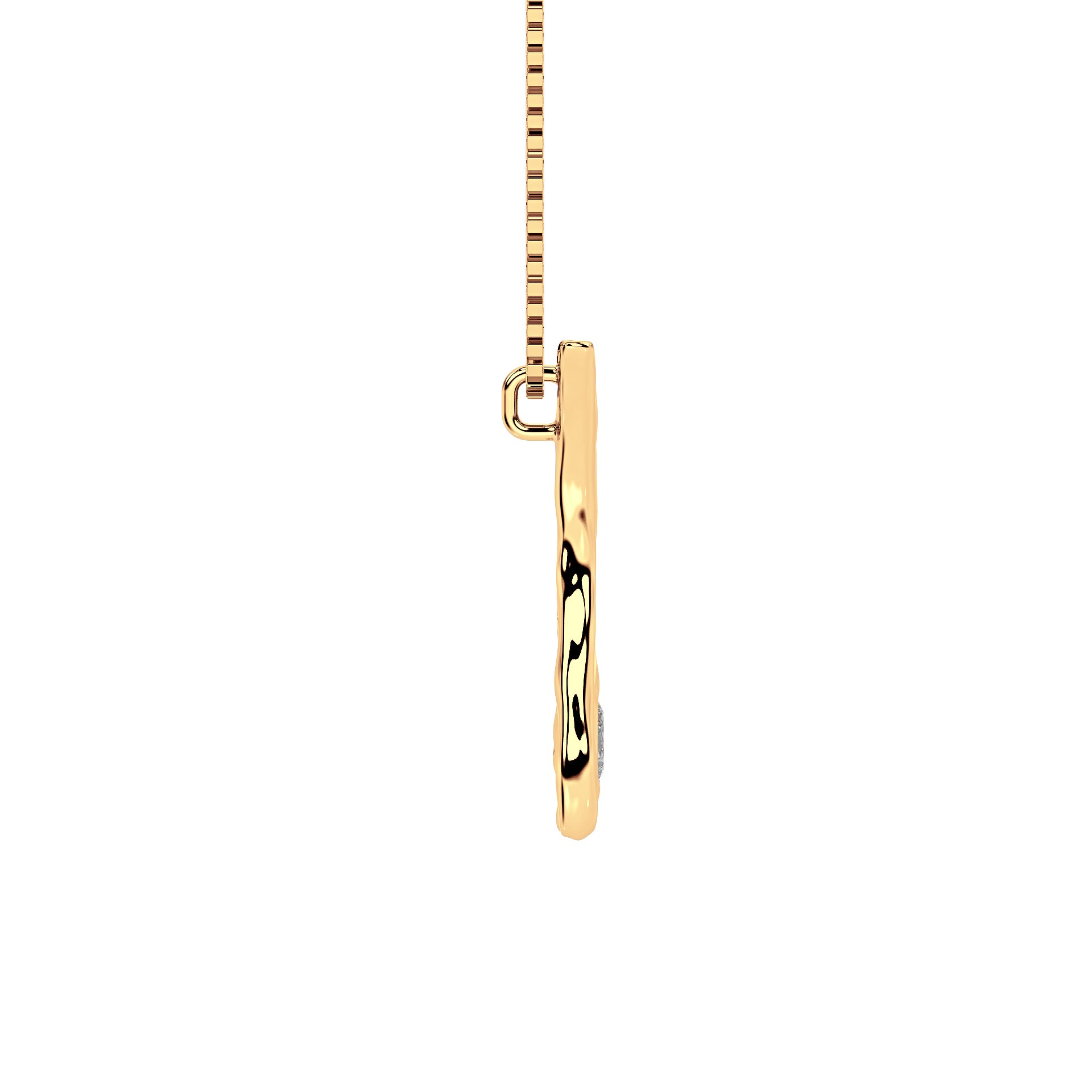 side view of 14k Gold with Lab Diamond Letter A Necklace by Amy Delson