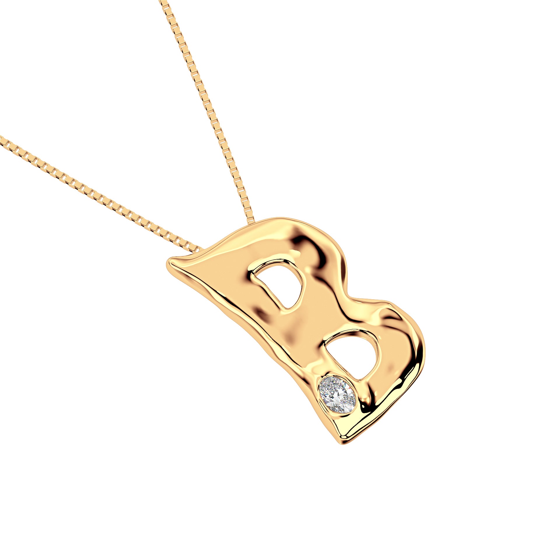 14k Gold with Lab Diamond Letter B Necklace by Amy Delson