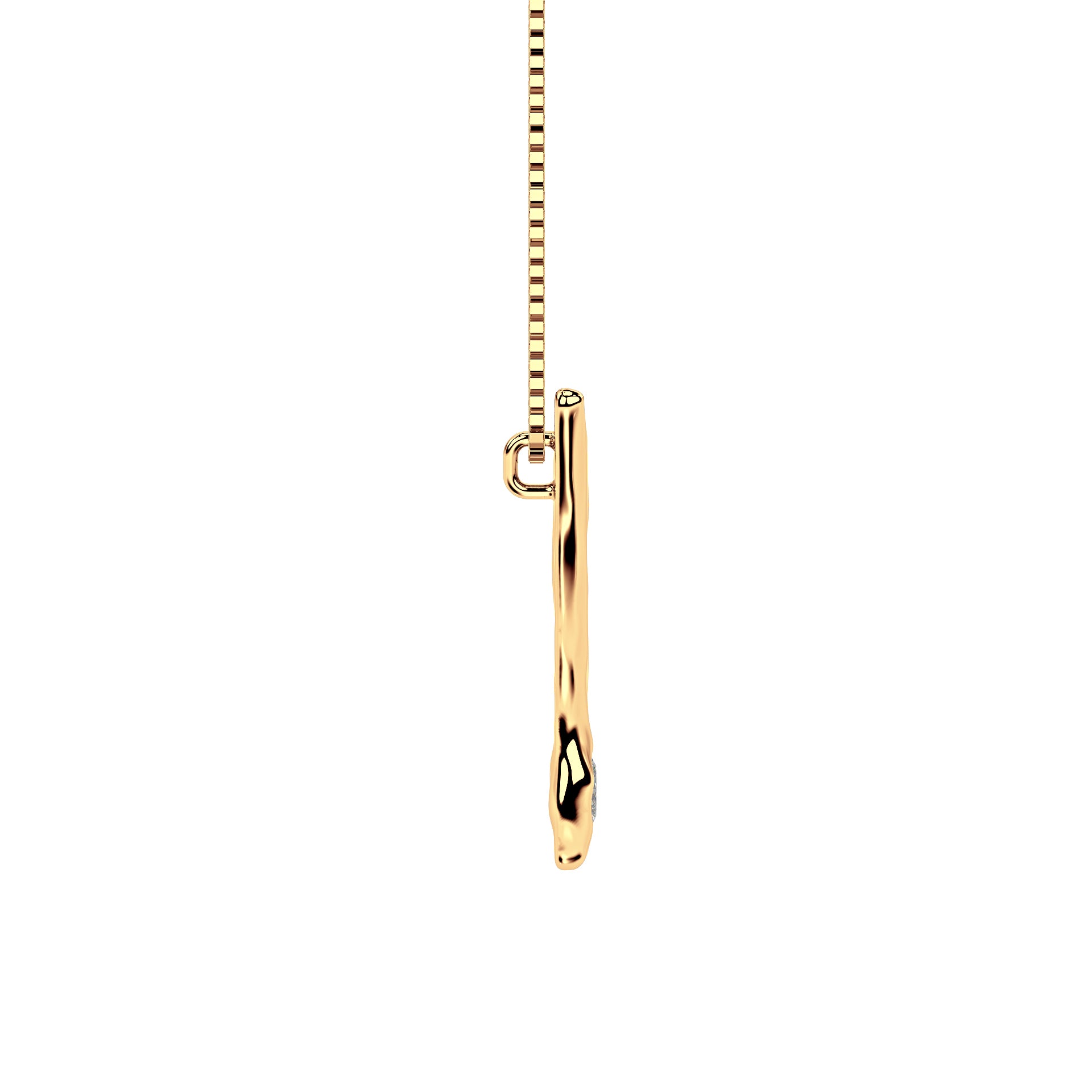side view of 14k Gold with Lab Diamond Letter B Necklace by Amy Delson