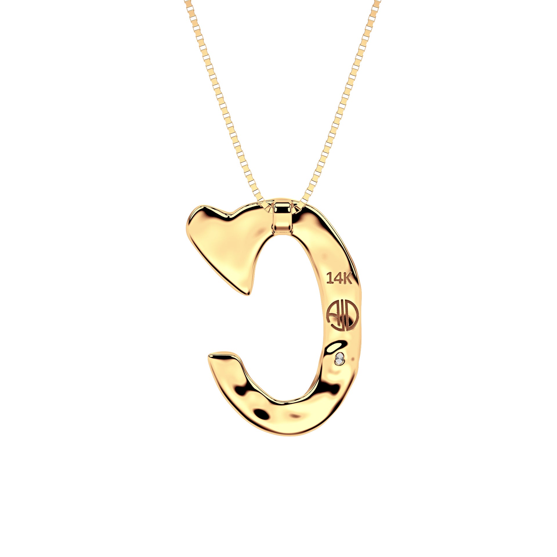 back view 14k Gold with Lab Diamond Letter C Necklace by Amy Delson