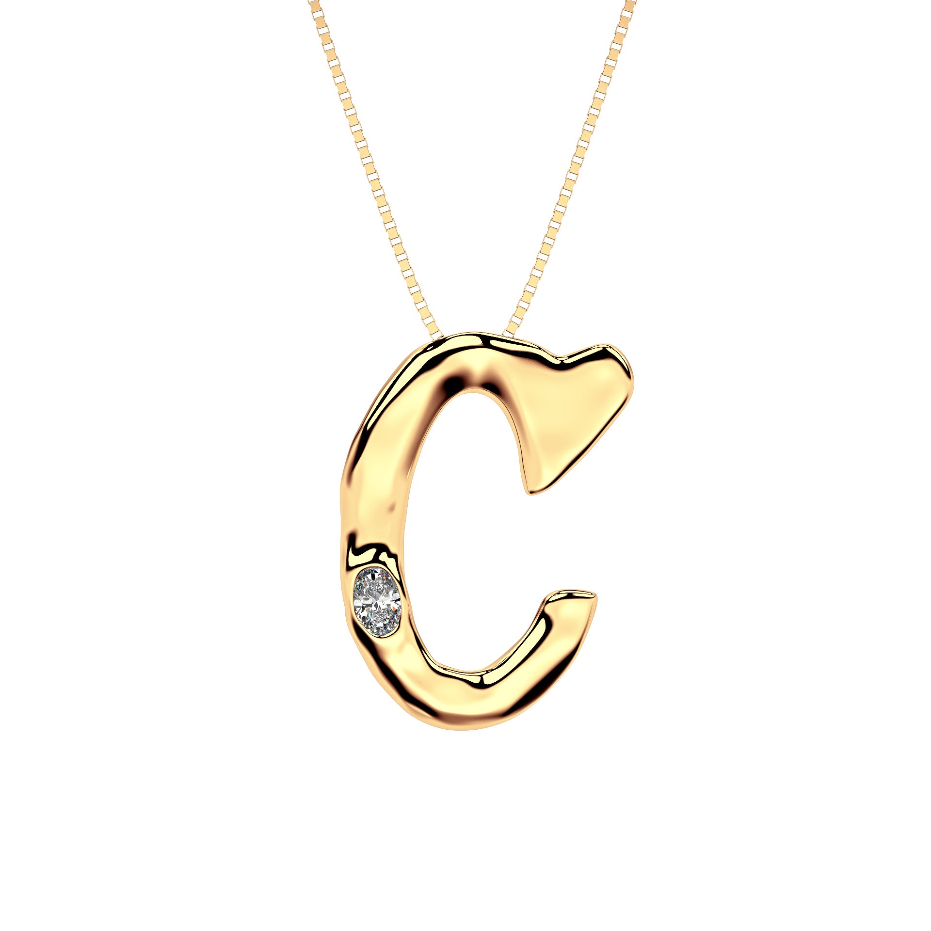 14k Gold with Lab Diamond Letter C Necklace by Amy Delson