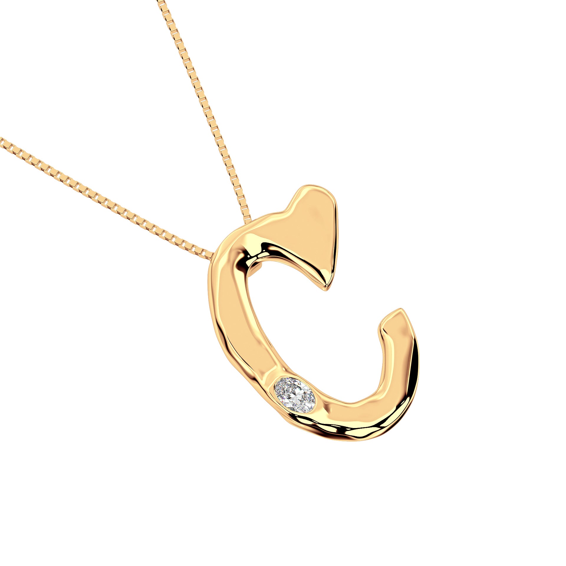 14k Gold with Lab Diamond Letter C Necklace by Amy Delson