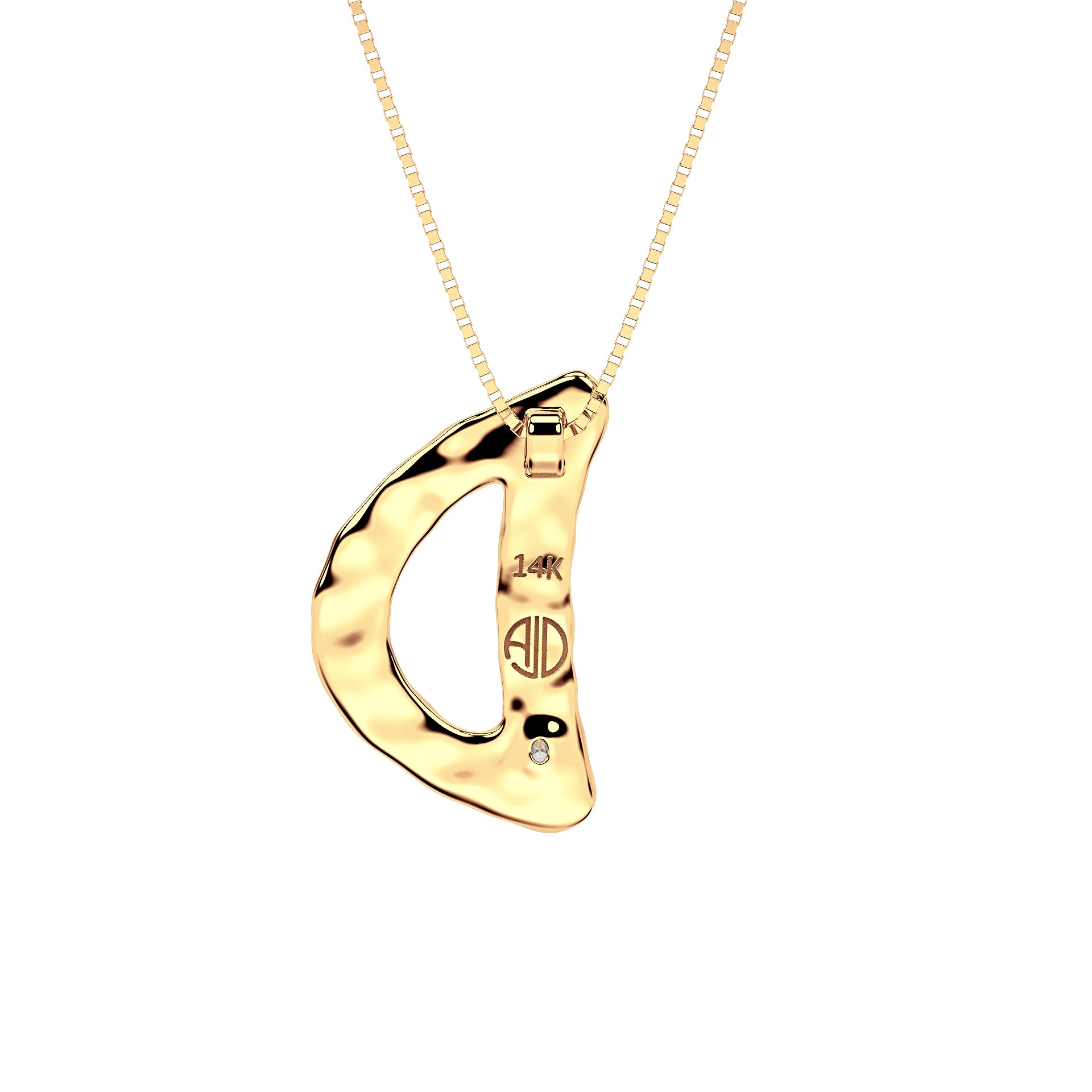 back view of 14k Gold with Lab Diamond Letter D Necklace by Amy Delson