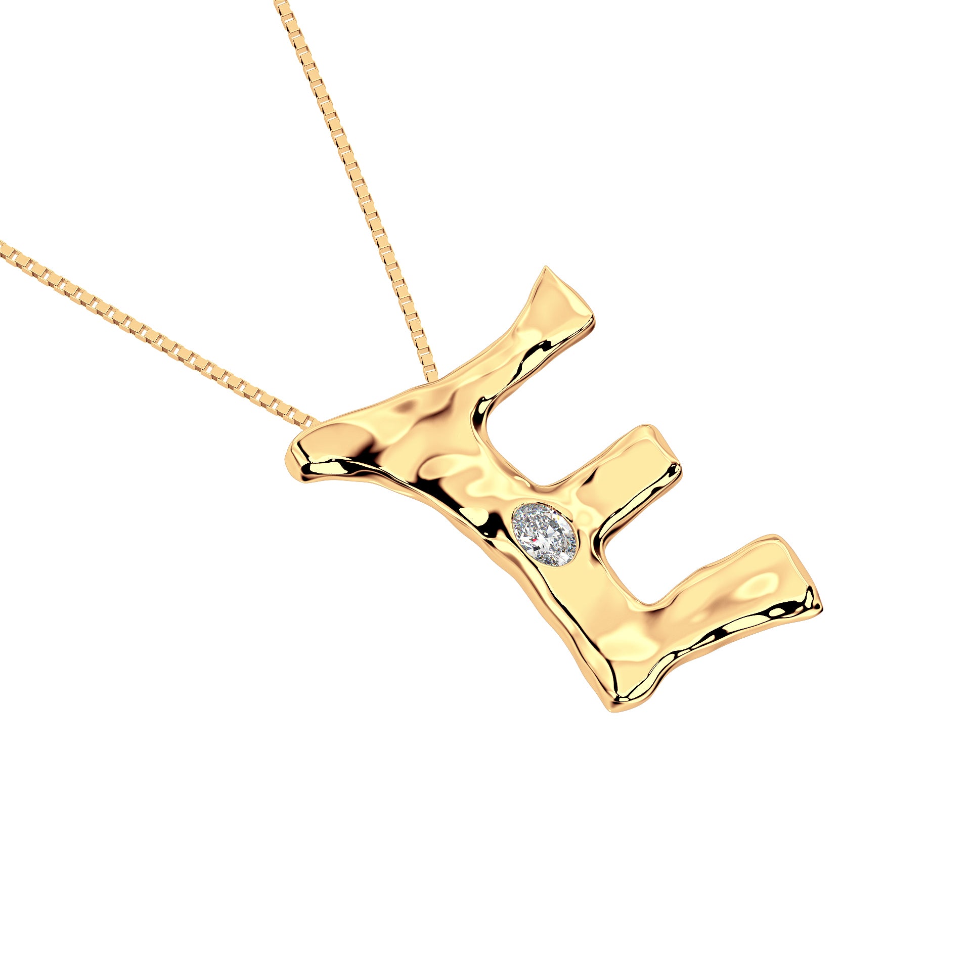 14k Gold with Lab Diamond Letter E Necklace by Amy Delson