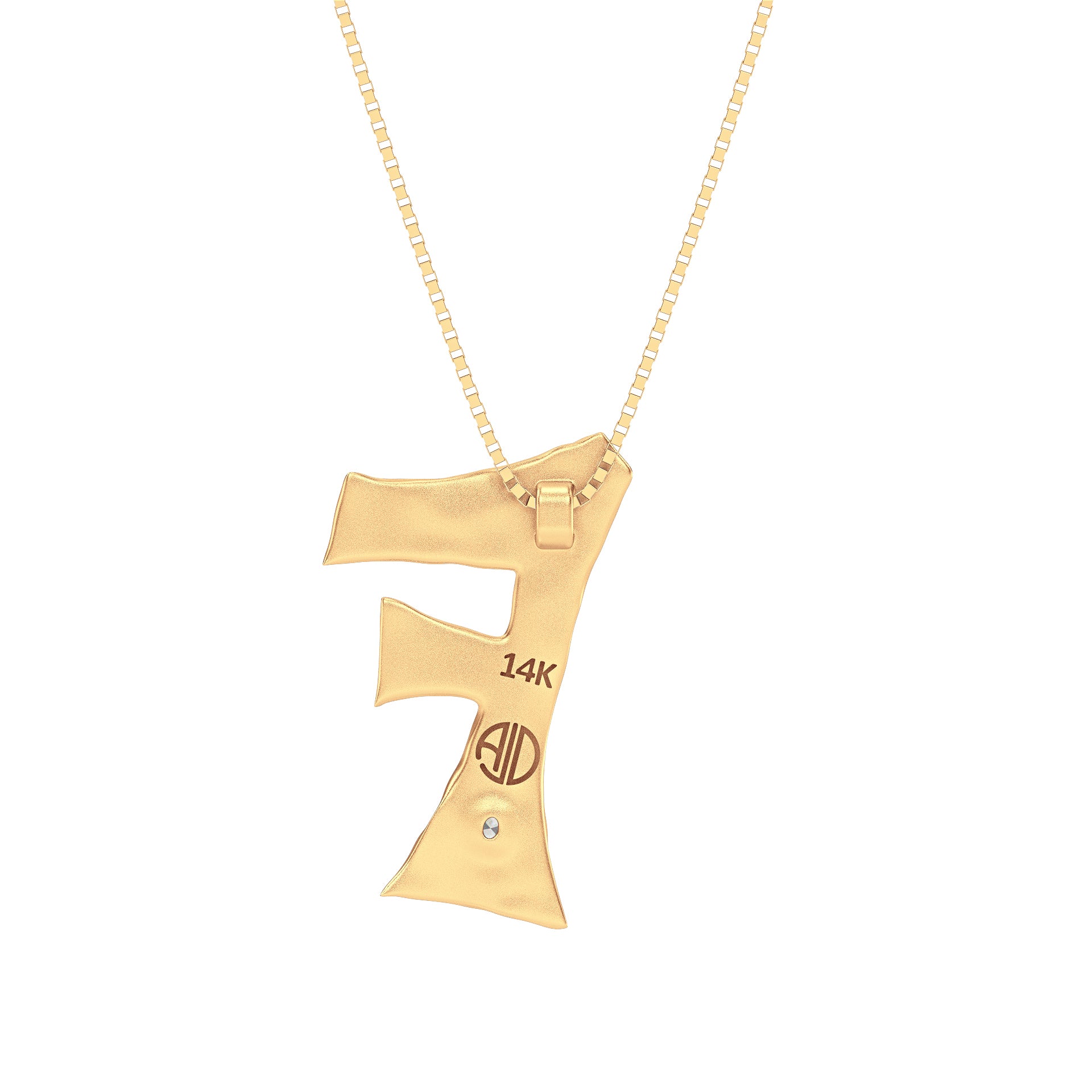 Letter F Necklace in 14K Gold with Oval Lab Diamond