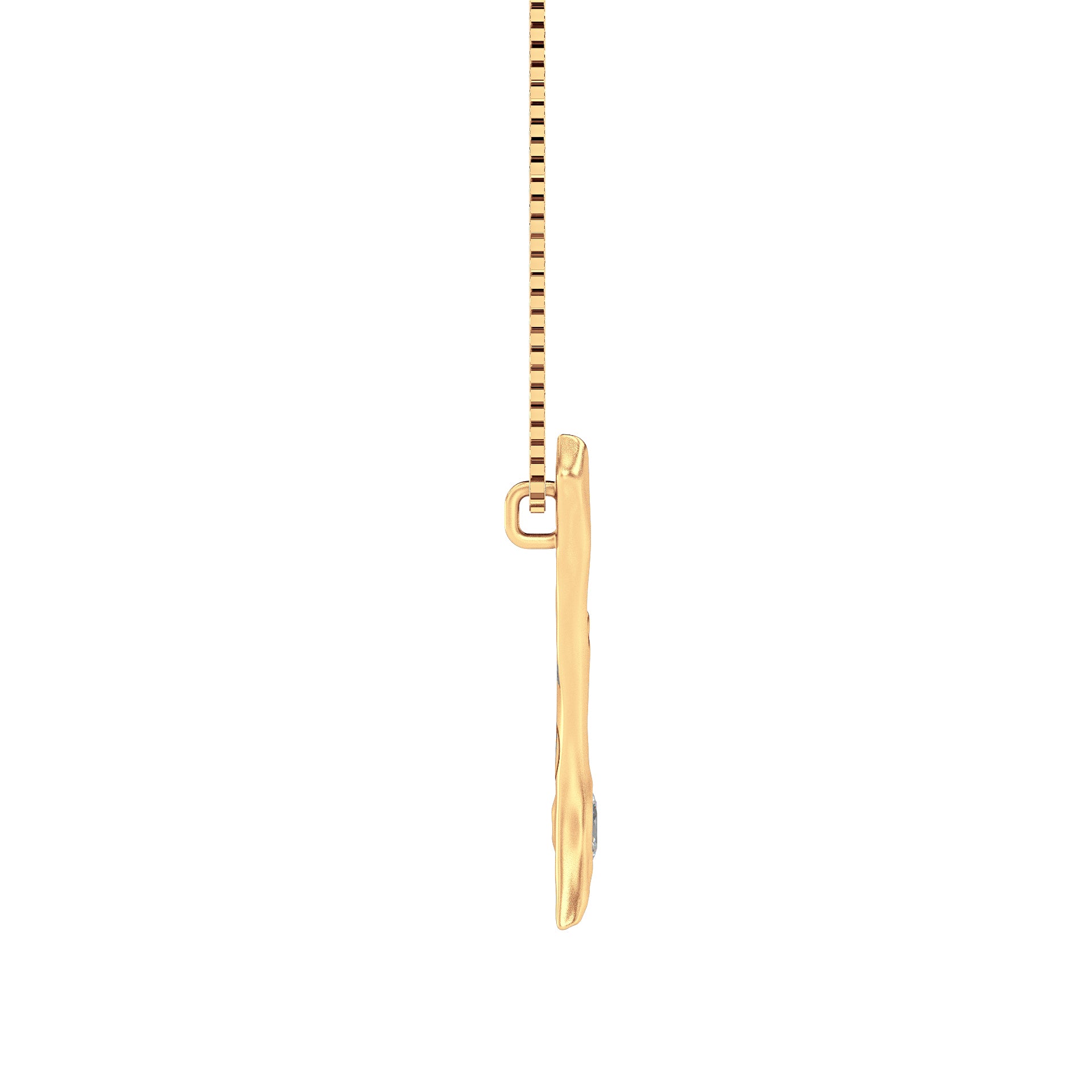 Letter F Necklace in 14K Gold with Oval Lab Diamond