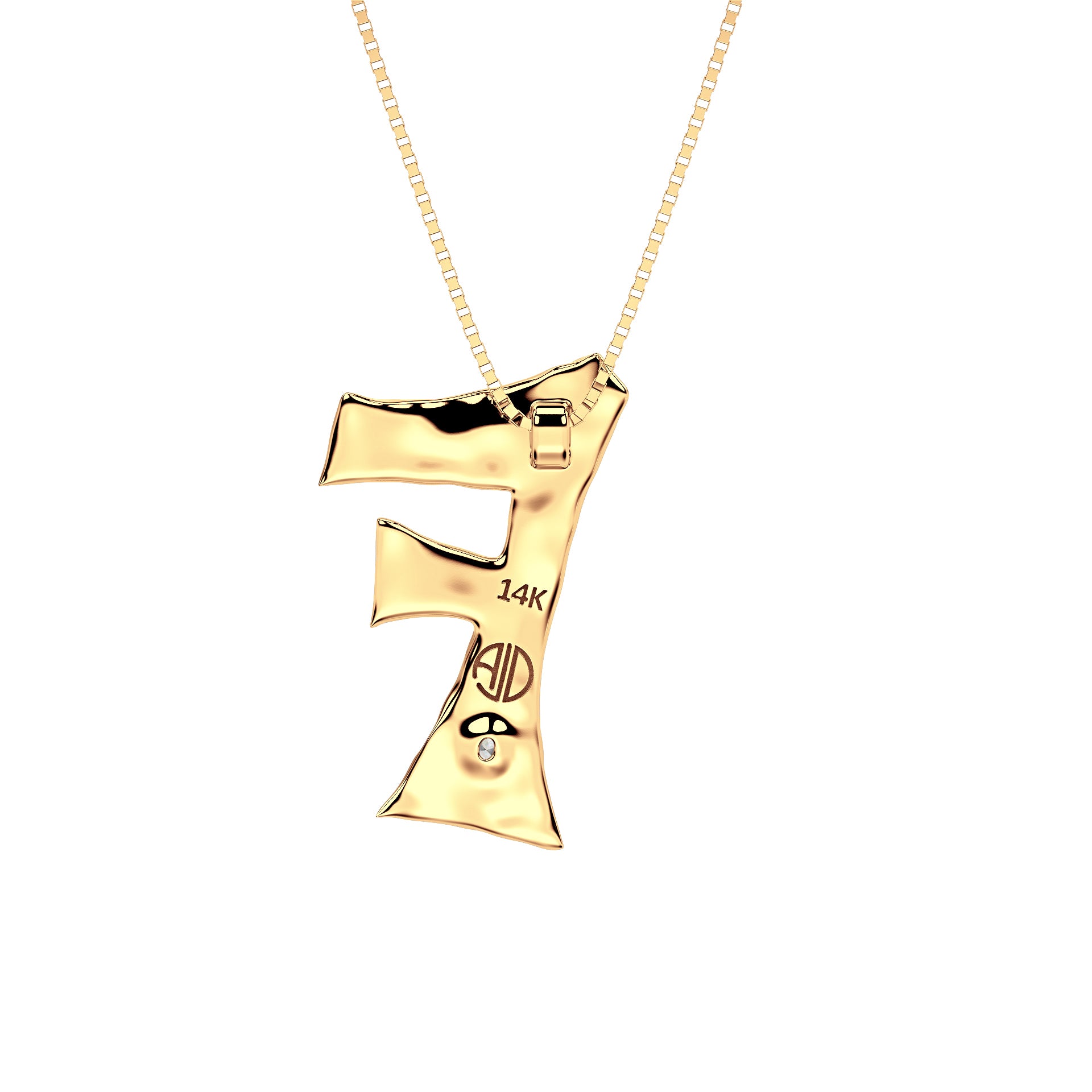 Back view of 14k Gold with Lab Diamond Letter F Necklace by Amy Delson