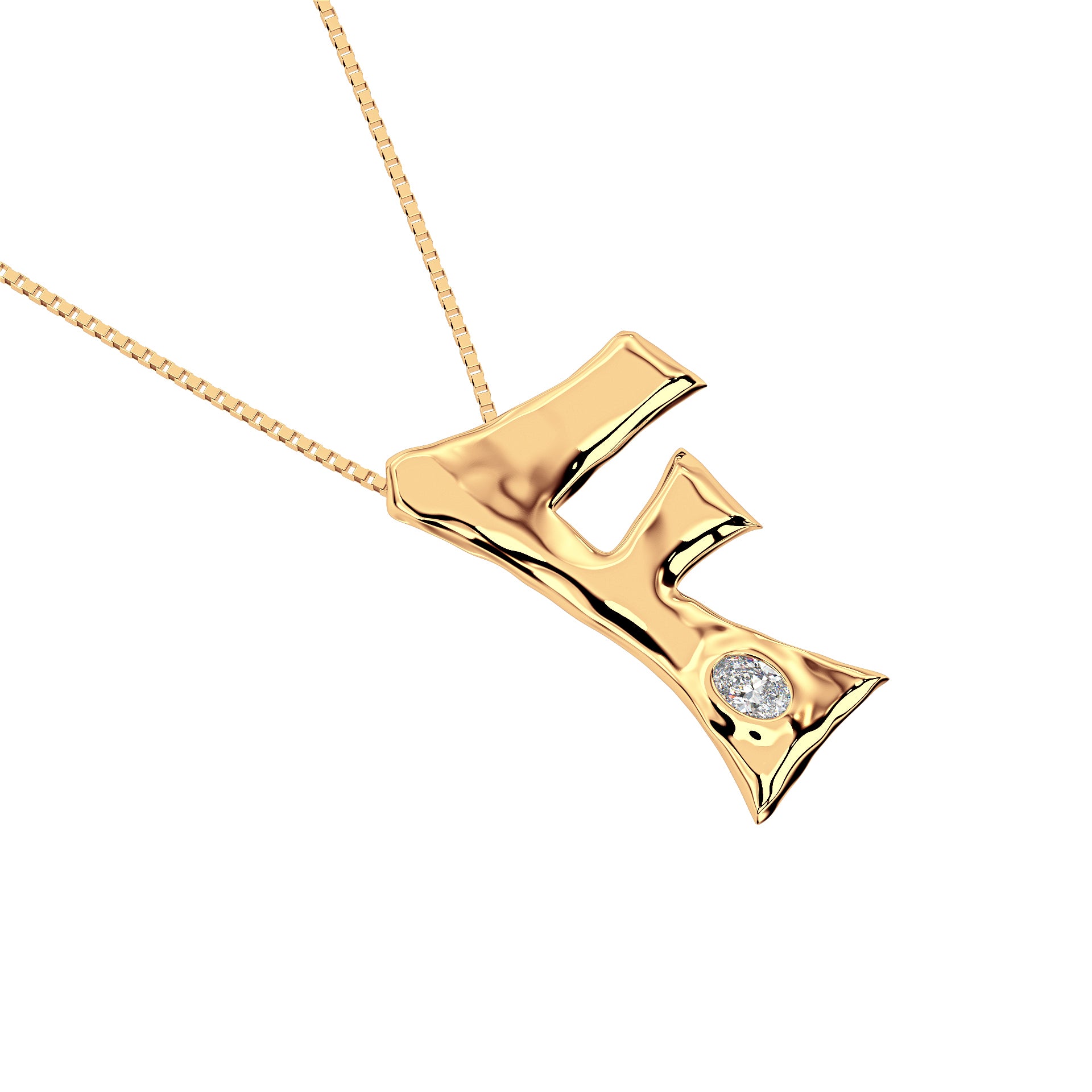 14k Gold with Lab Diamond Letter F Necklace by Amy Delson