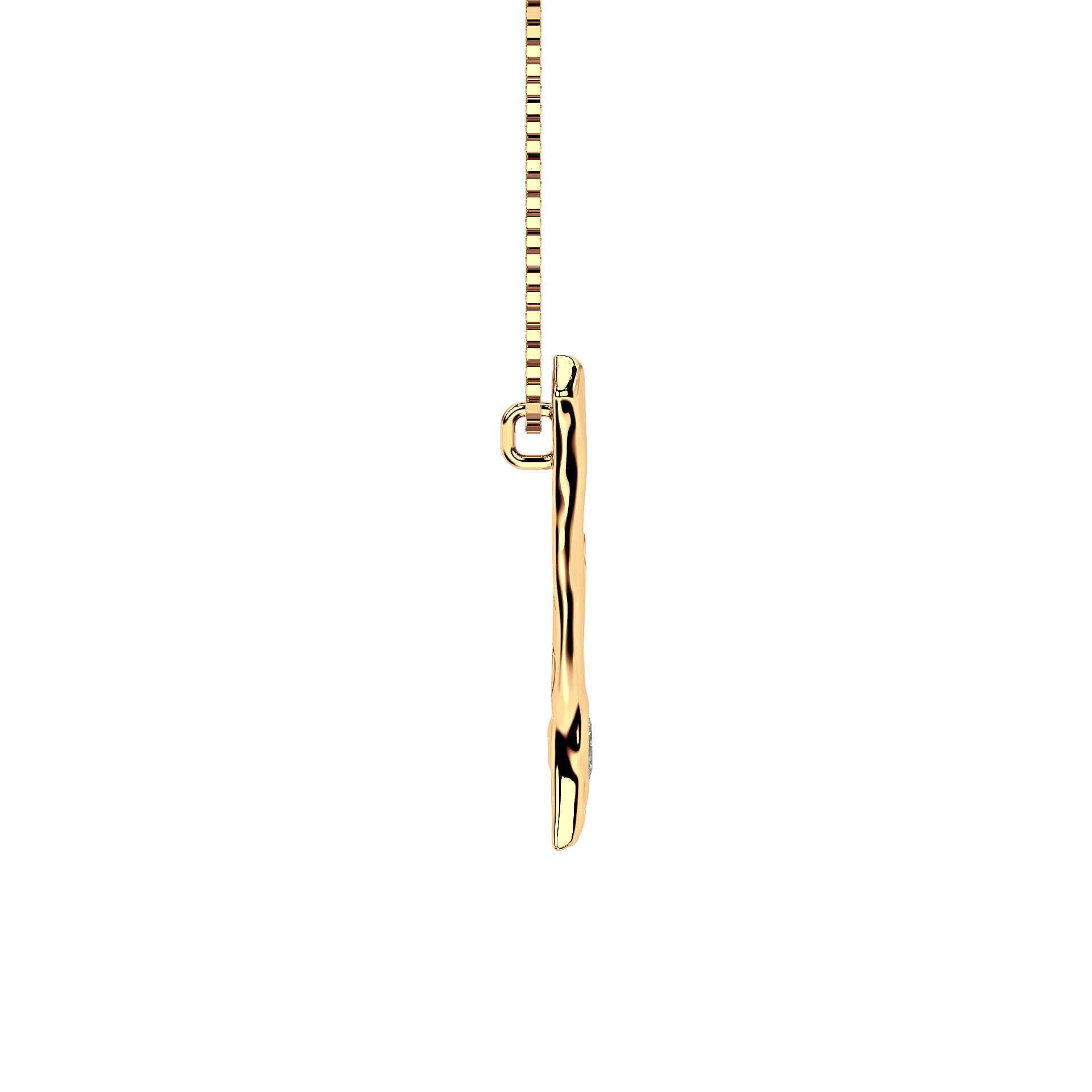 side view of 14k Gold with Lab Diamond Letter F Necklace by Amy Delson