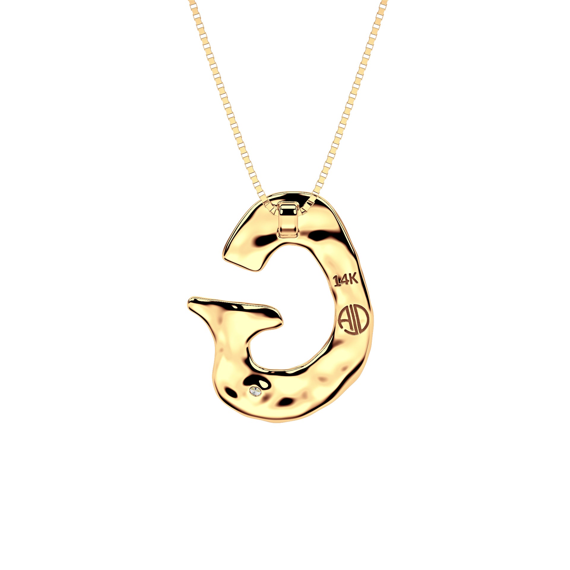 Back view of 14k Gold with Lab Diamond Letter G Necklace by Amy Delson