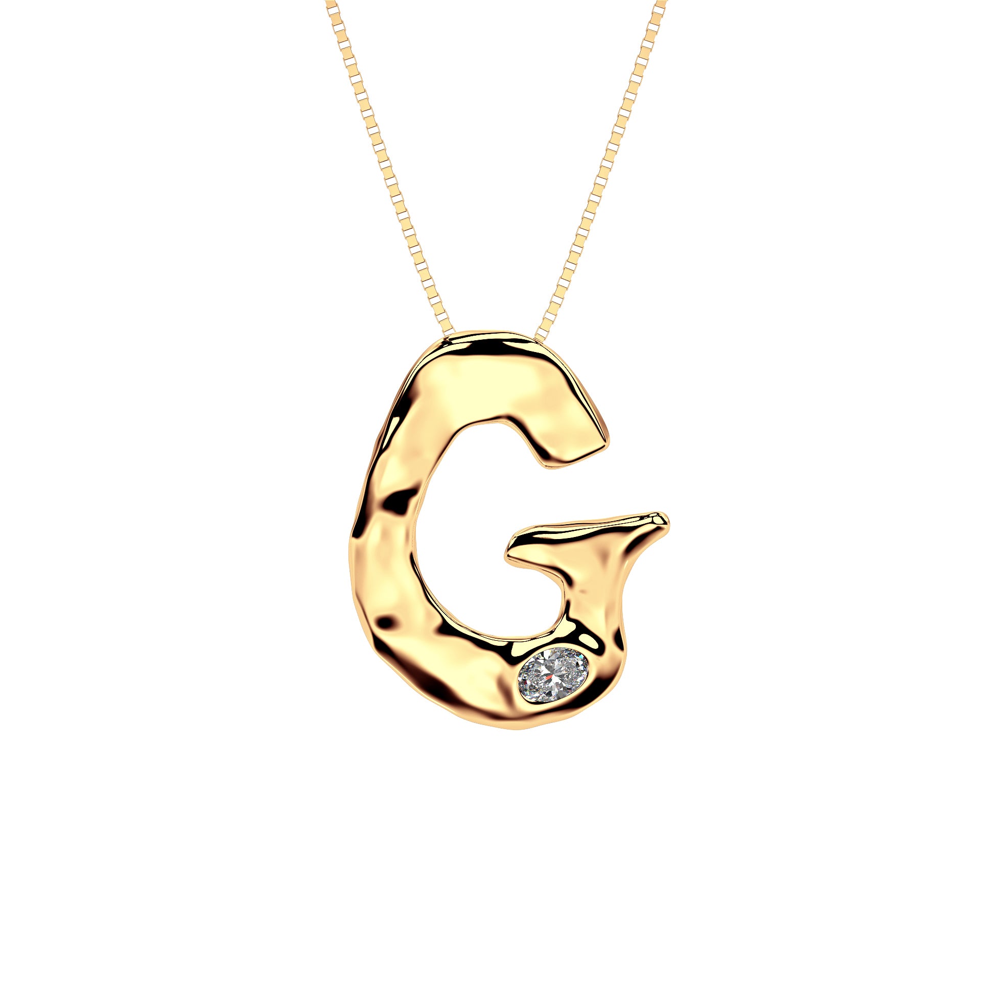 14k Gold with Lab Diamond Letter G Necklace by Amy Delson