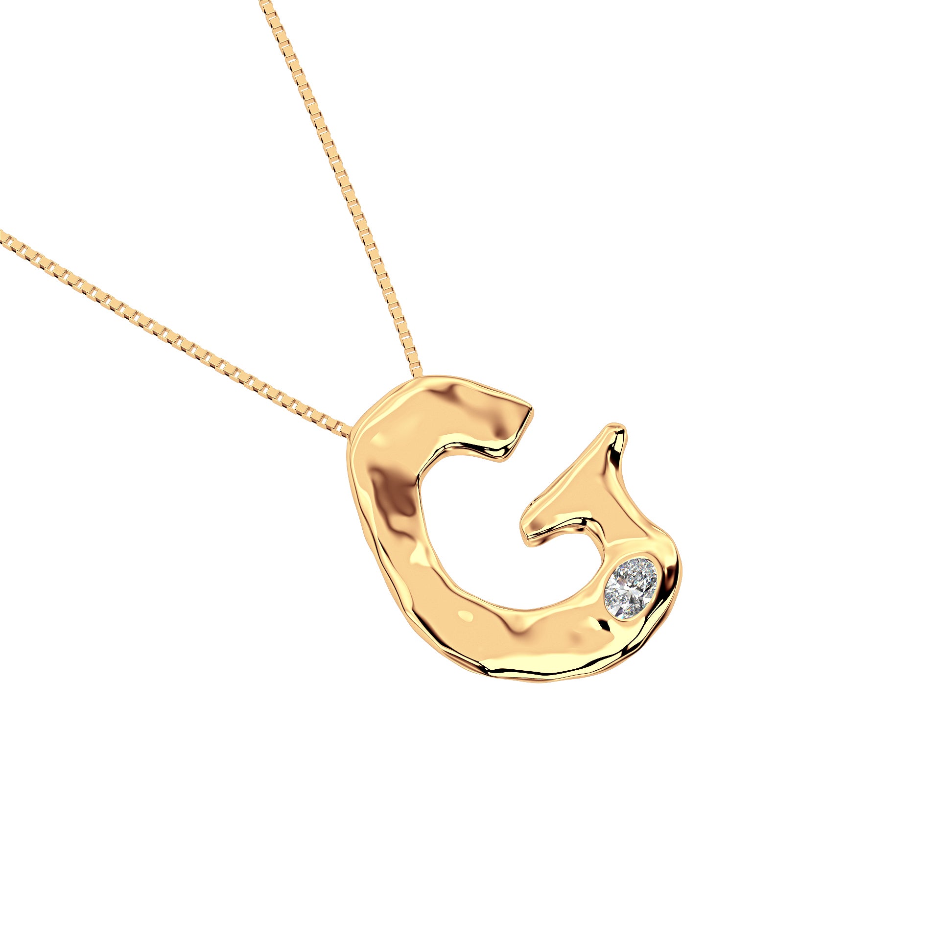 14k Gold with Lab Diamond Letter G Necklace by Amy Delson