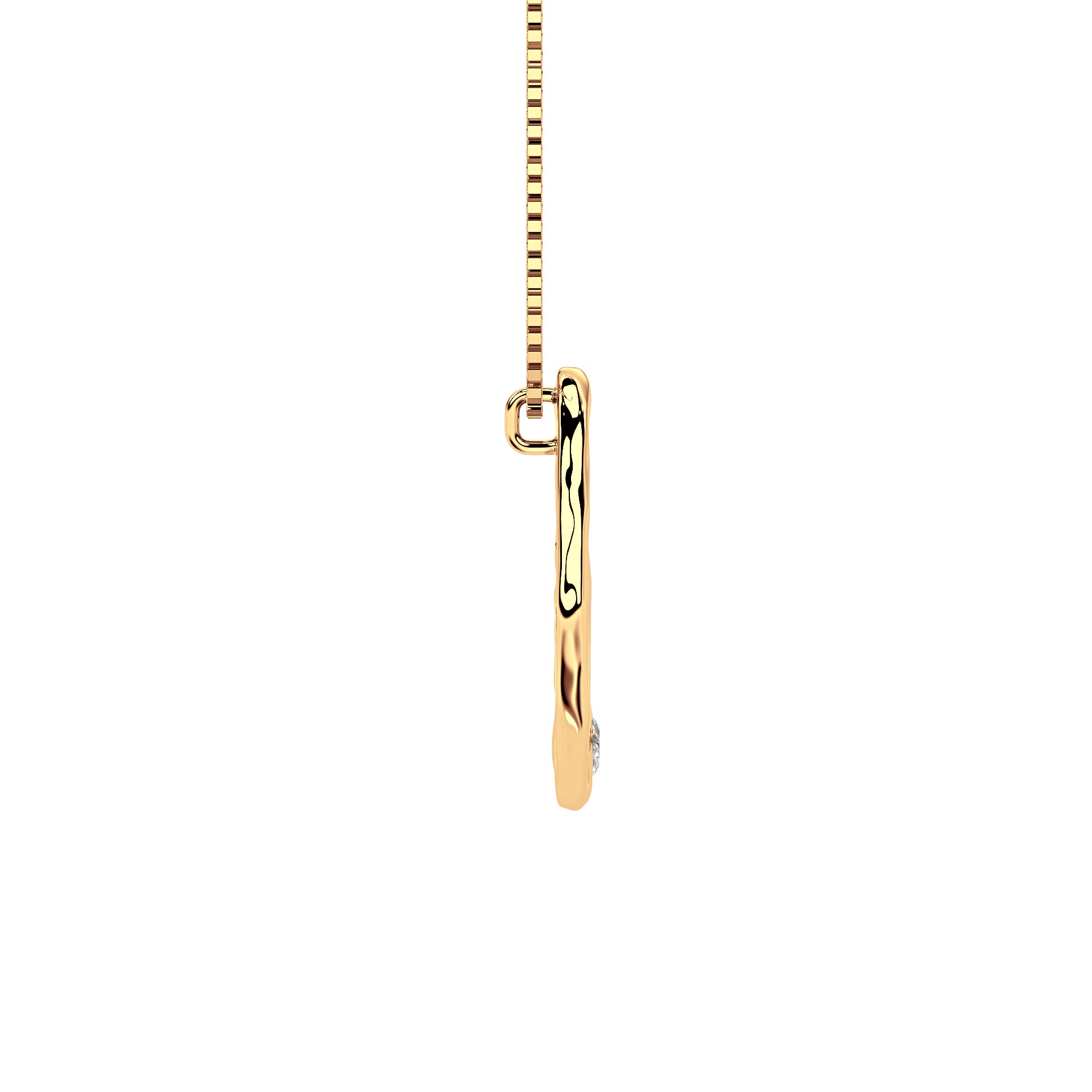 Side view of 14k Gold with Lab Diamond Letter G Necklace by Amy Delson