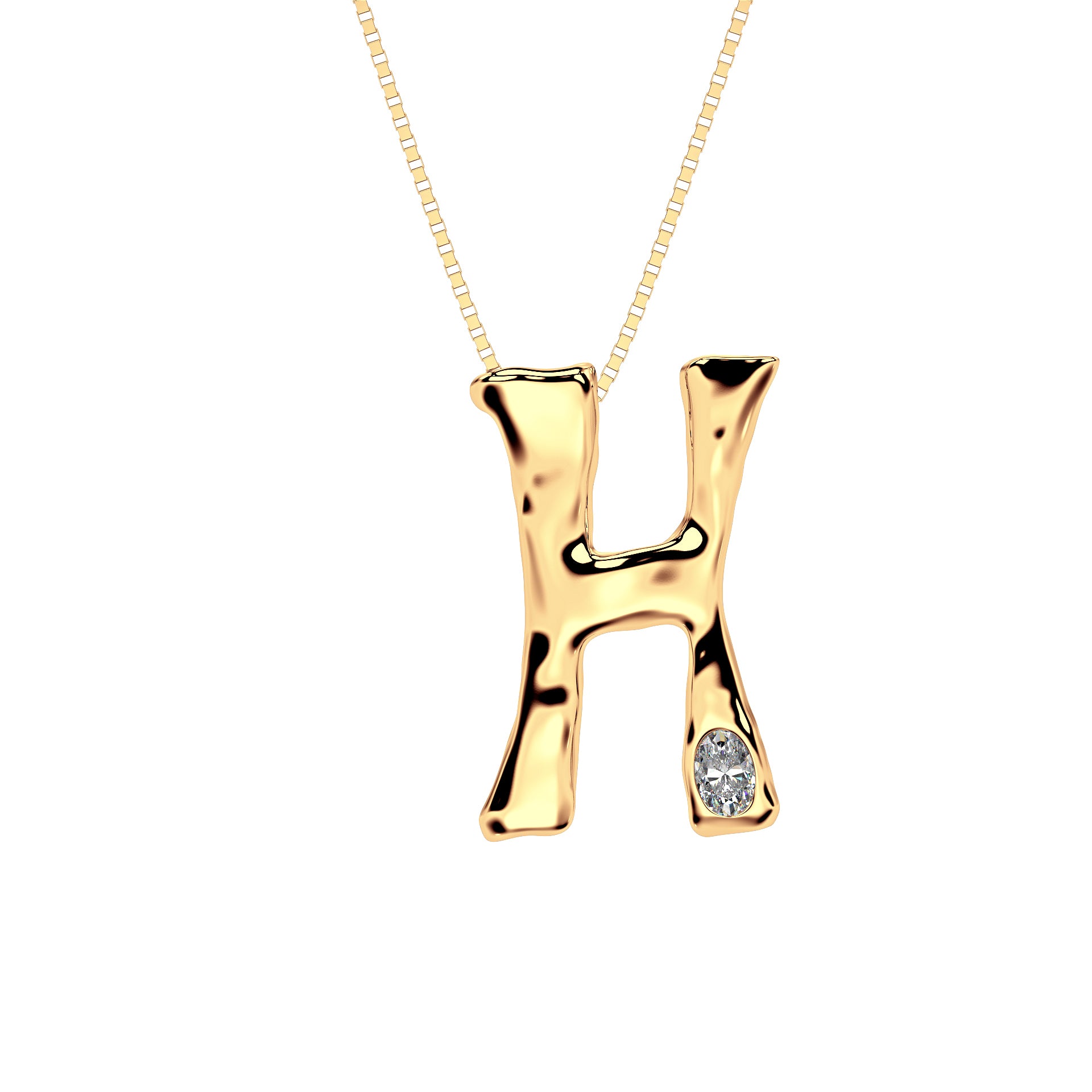 14k Gold with Lab Diamond Letter H Necklace by Amy Delson
