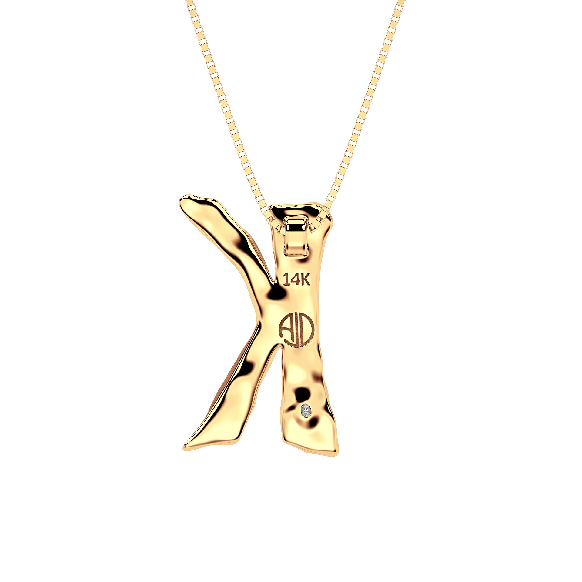 Back view of 14k Gold with Lab Diamond Letter K Necklace by Amy Delson