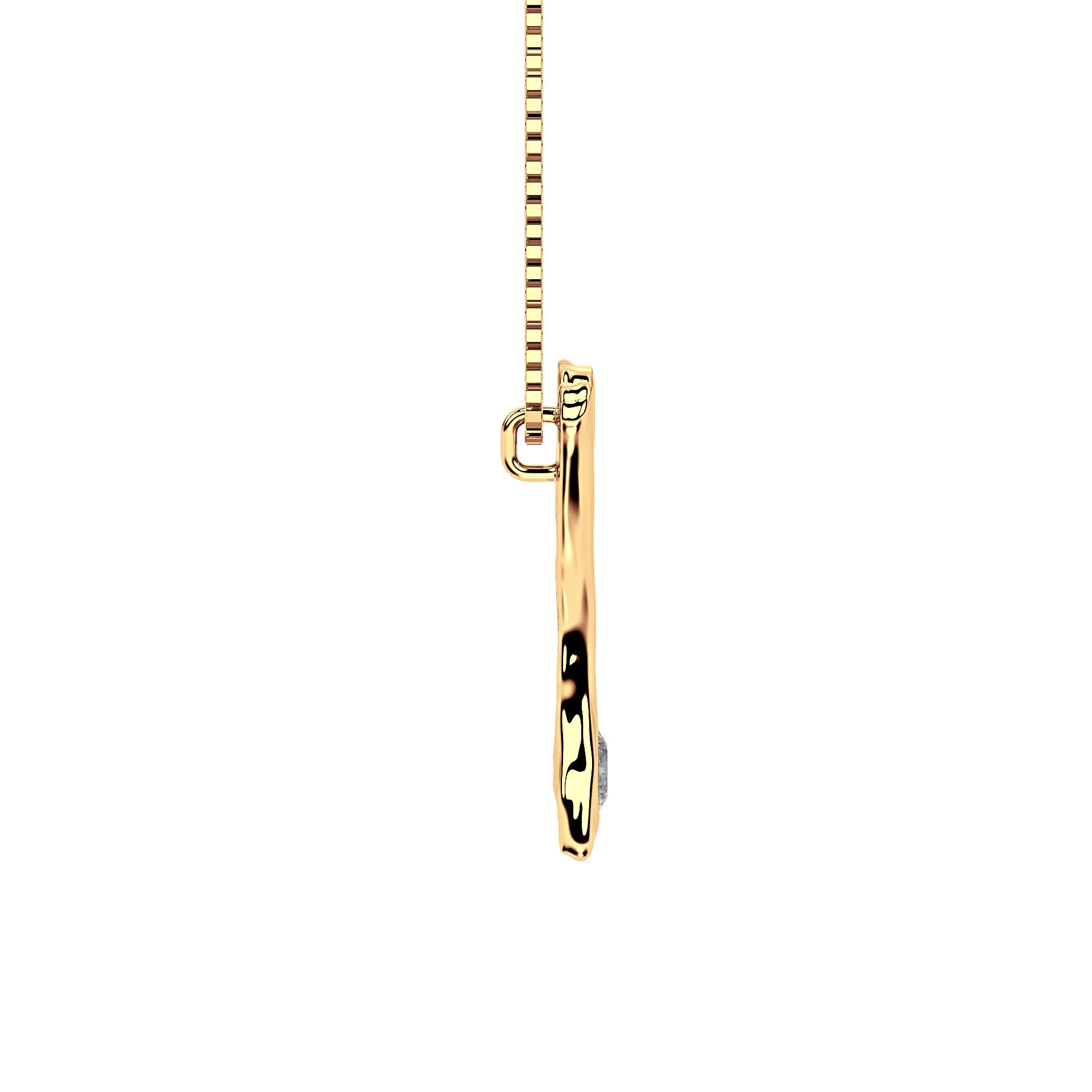 Side view of 14k Gold with Lab Diamond Letter K Necklace by Amy Delson