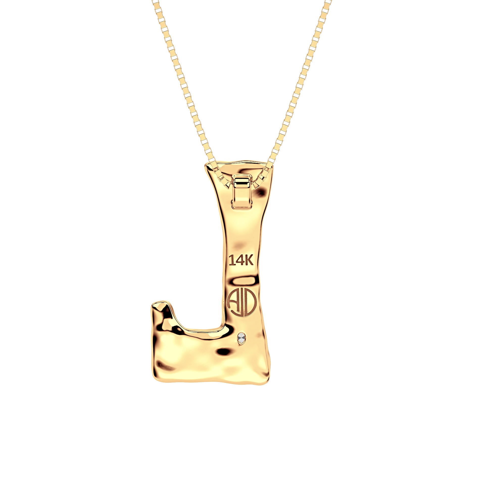 back view of 14k Gold with Lab Diamond Letter L Necklace by Amy Delson