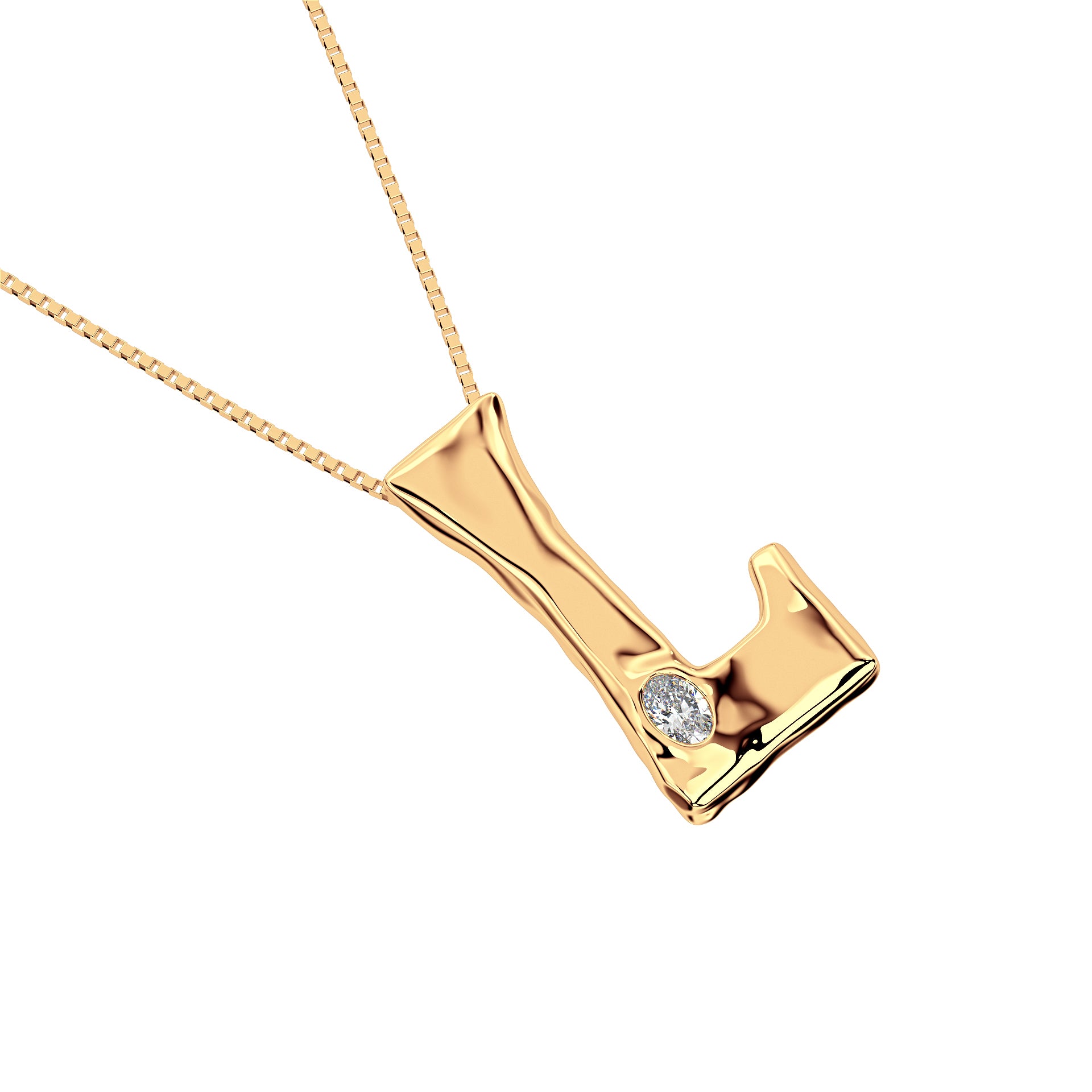 14k Gold with Lab Diamond Letter L Necklace by Amy Delson
