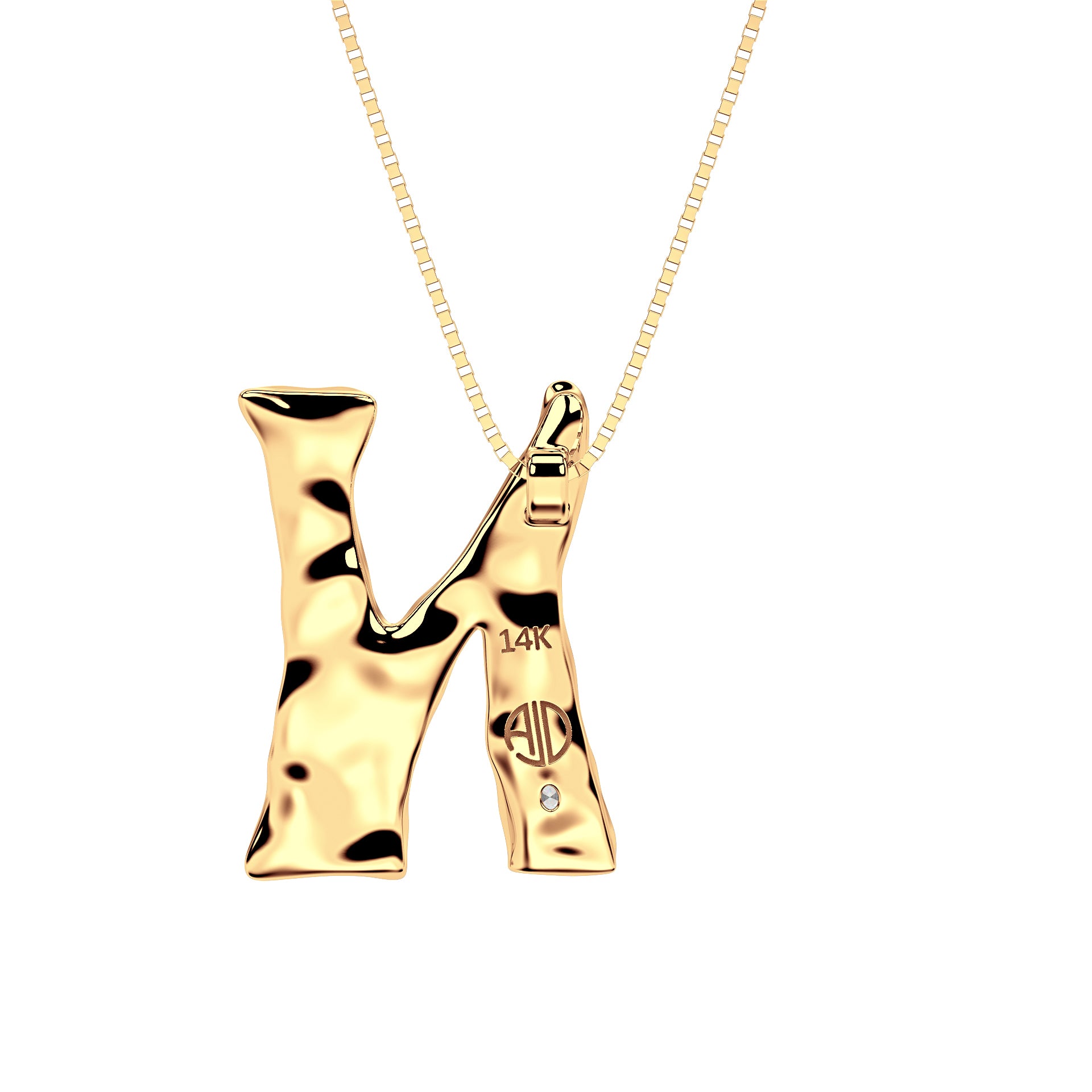 Back view of 14k Gold with Lab Diamond Letter N Necklace by Amy Delson