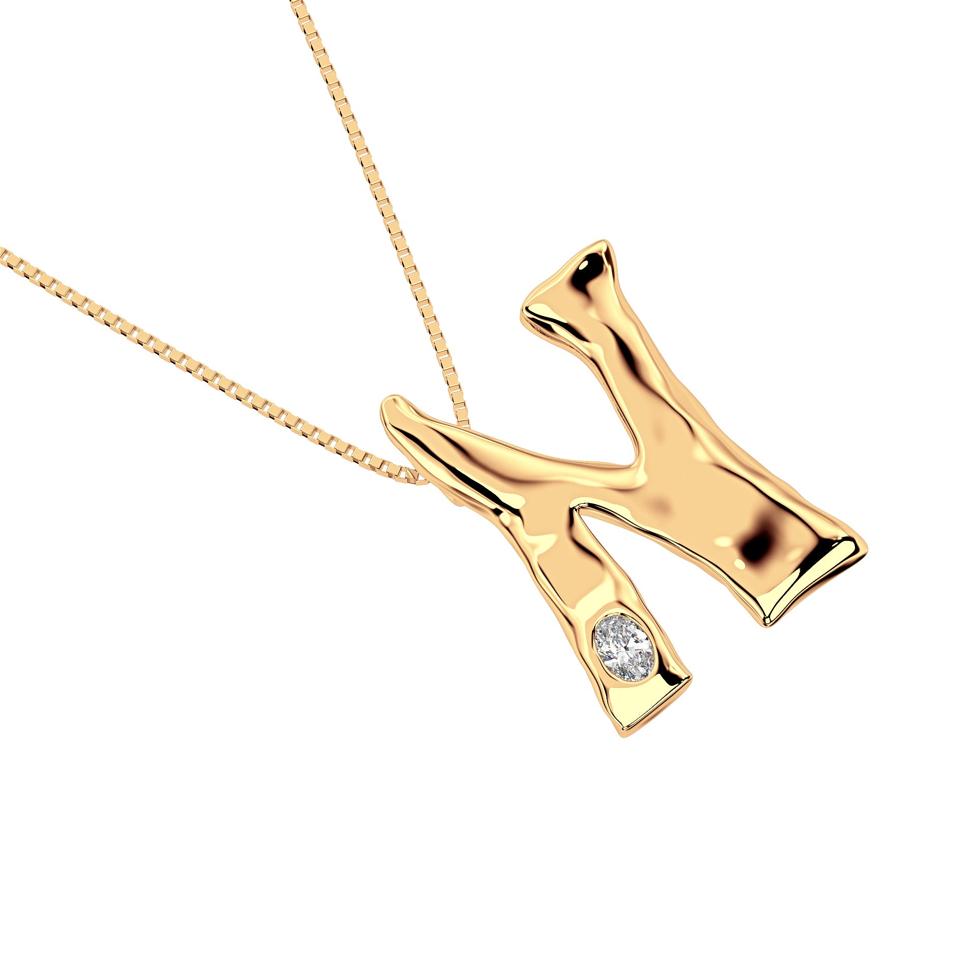 14k Gold with Lab Diamond Letter N Necklace by Amy Delson