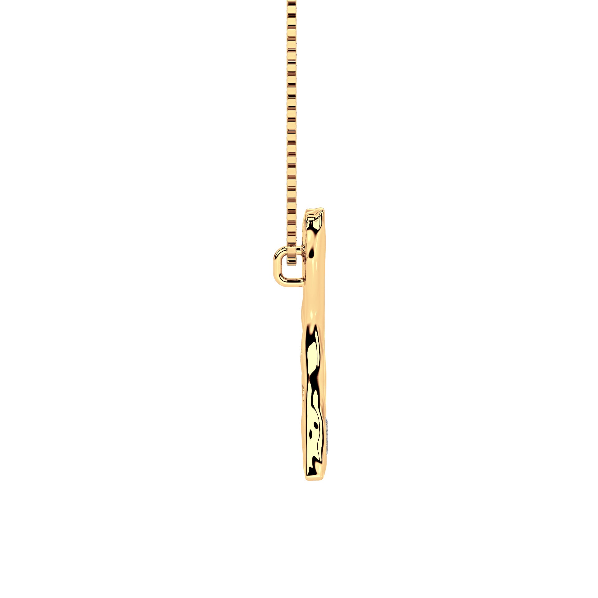Side view of 14k Gold with Lab Diamond Letter N Necklace by Amy Delson