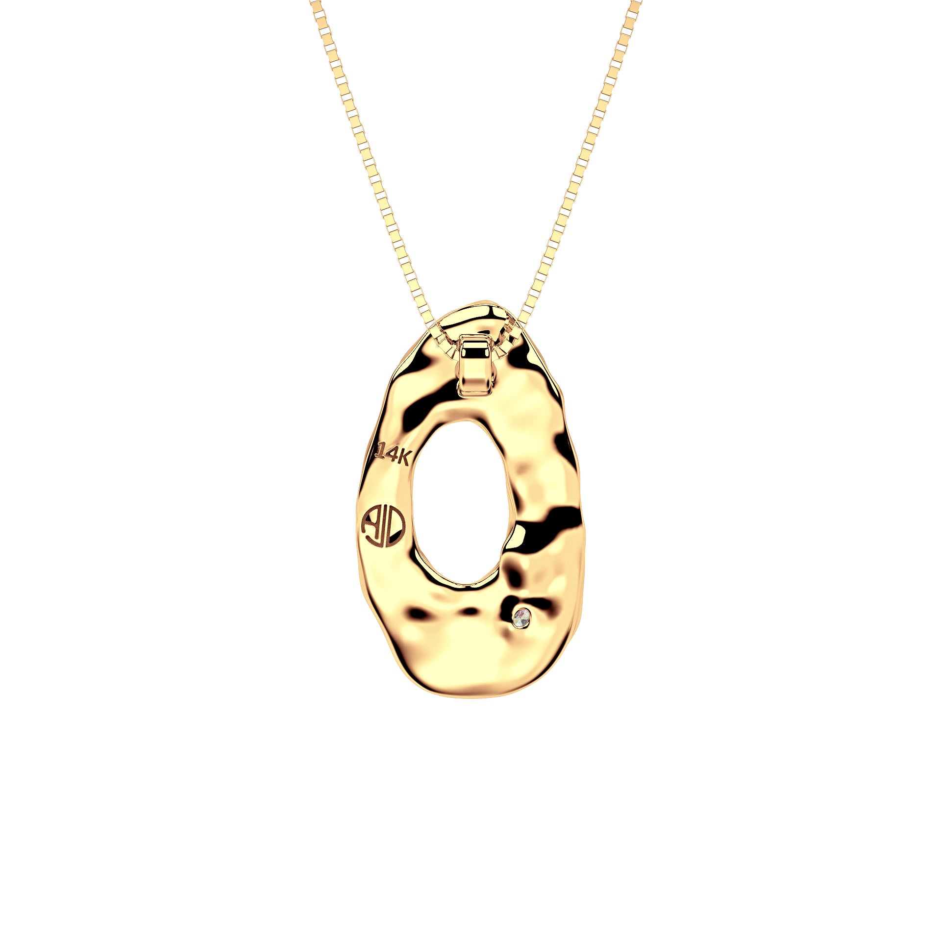 back view of 14k Gold with Lab Diamond Letter O Necklace by Amy Delson