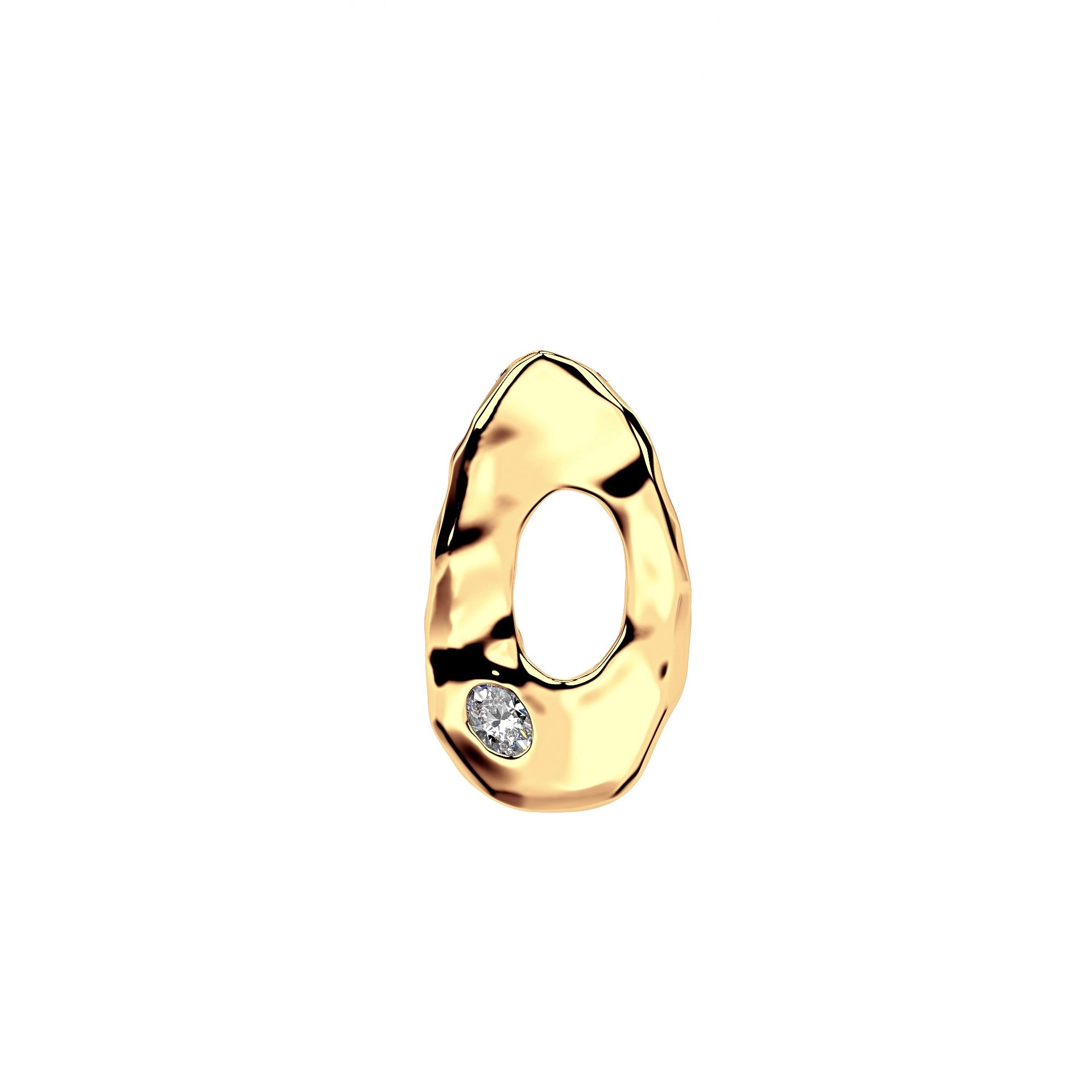 Letter O in 14k Gold with lab diamond by Amy Delson