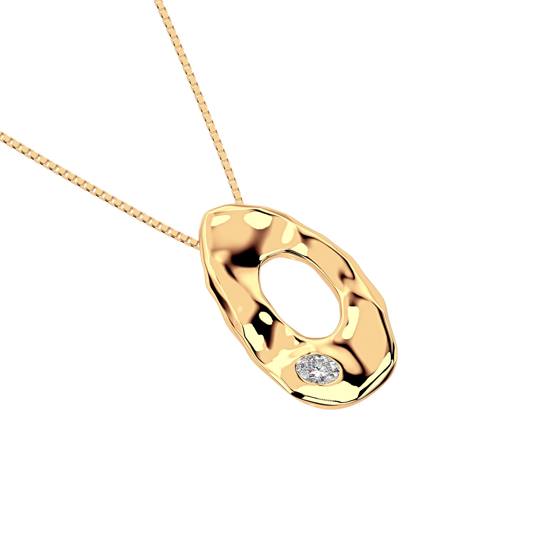 14k Gold with Lab Diamond Letter O Necklace by Amy Delson