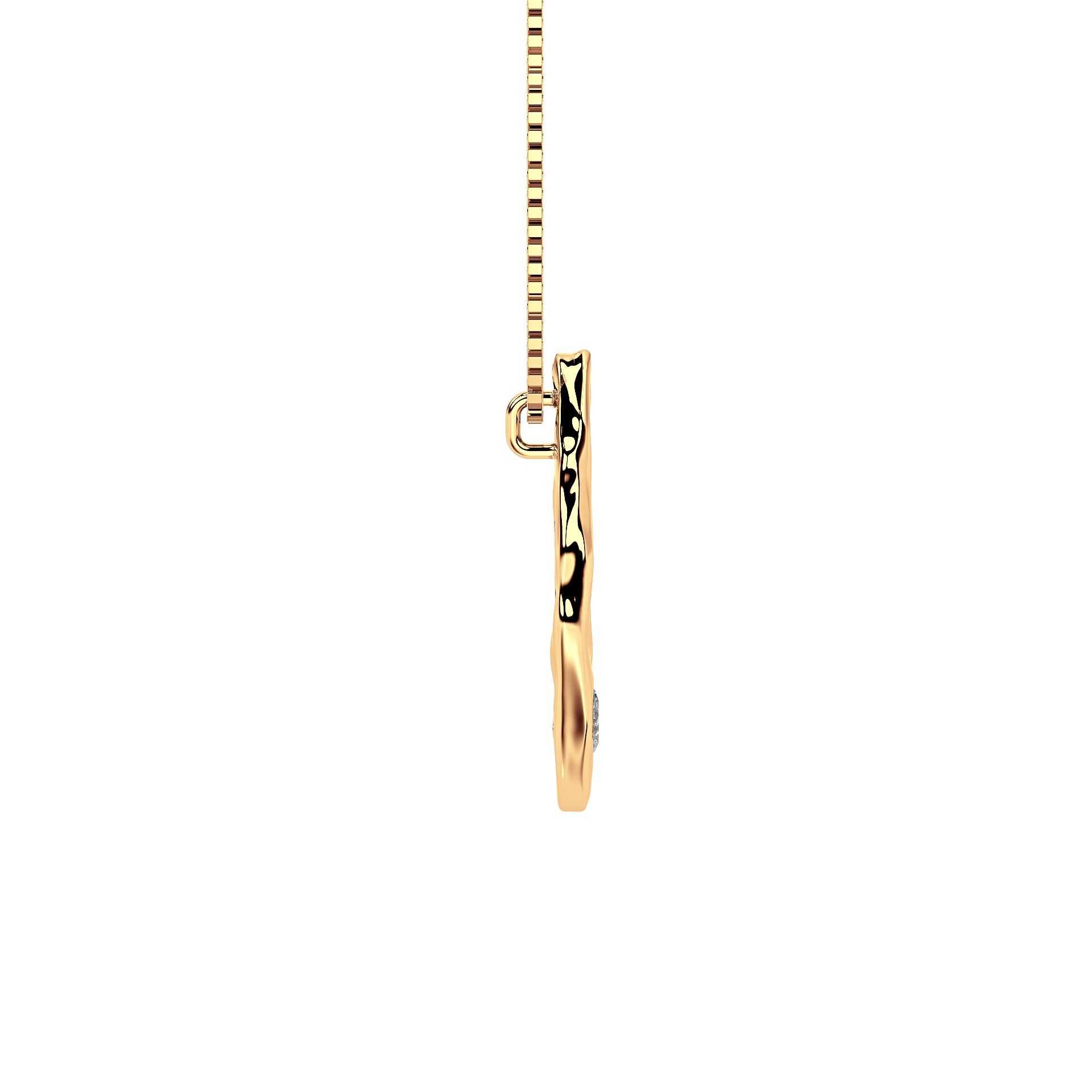 side view of 14k Gold with Lab Diamond Letter O Necklace by Amy Delson