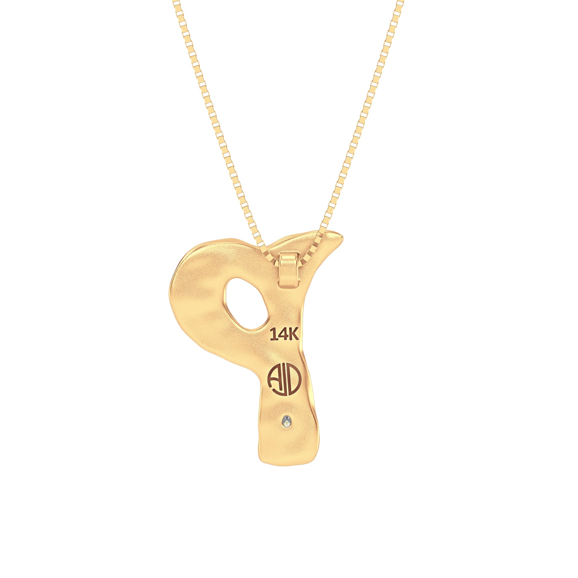 Letter P Necklace in 14K Gold with Oval Lab Diamond