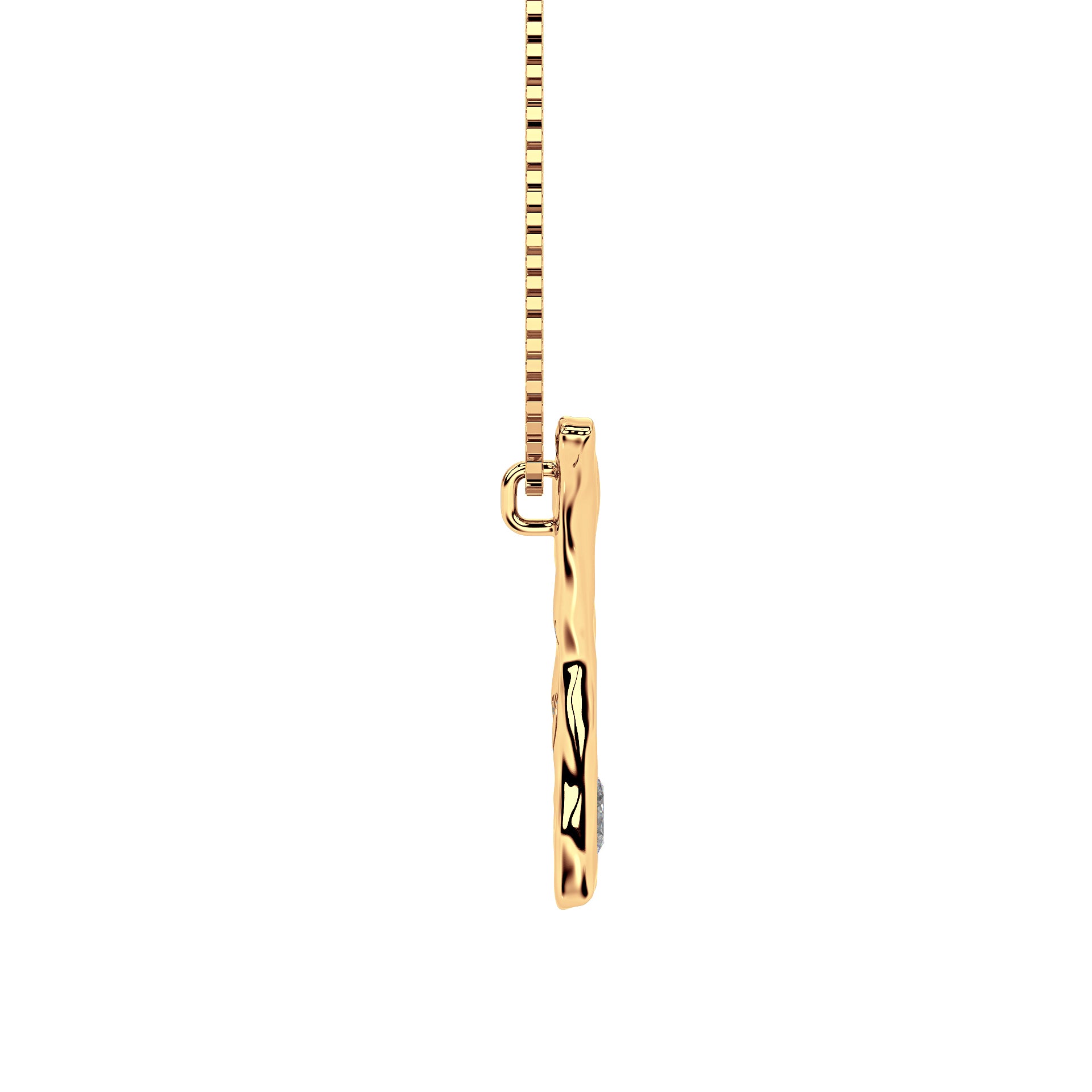 side view of 14k Gold with Lab Diamond Letter P Necklace by Amy Delson