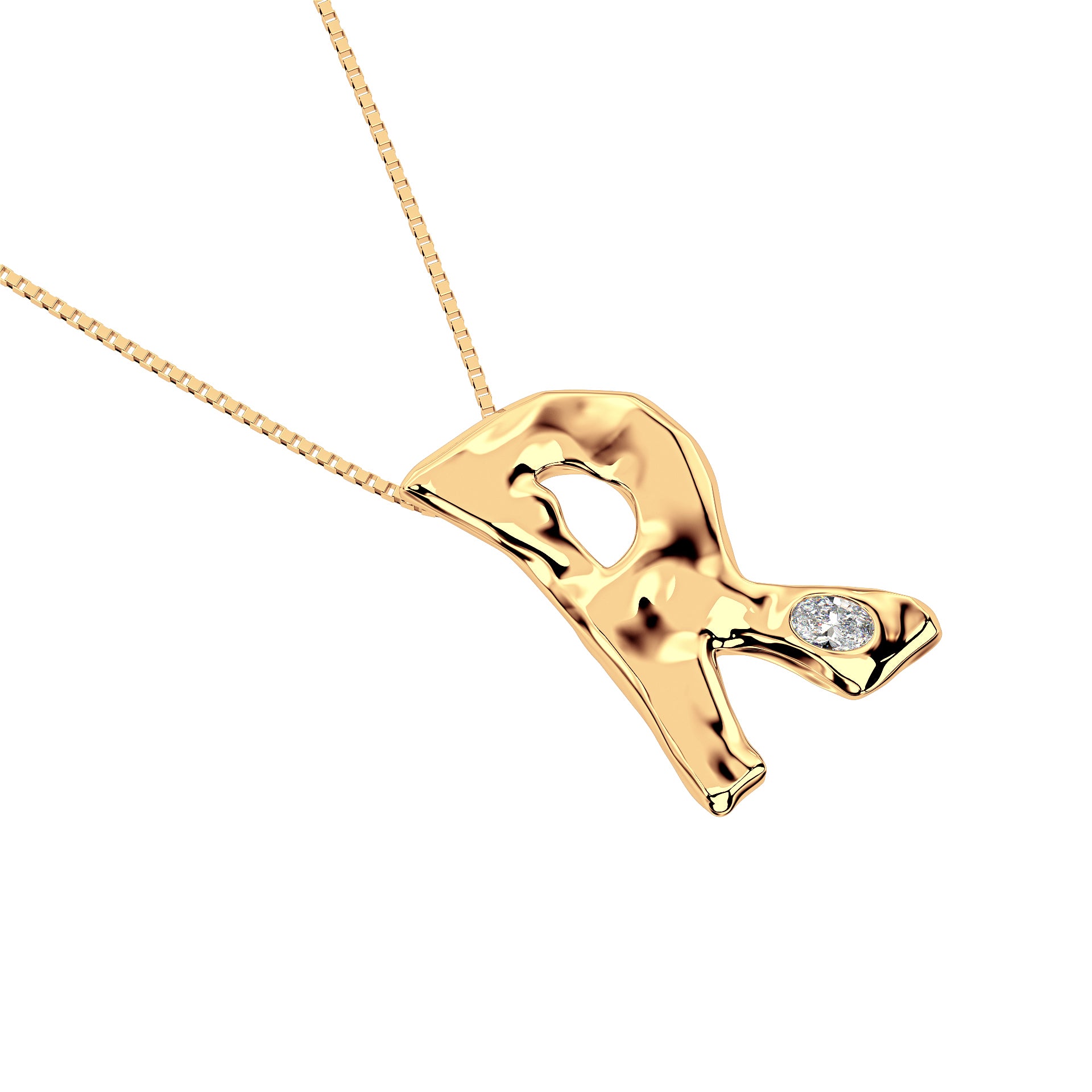 14k Gold with Lab Diamond Letter R Necklace by Amy Delson