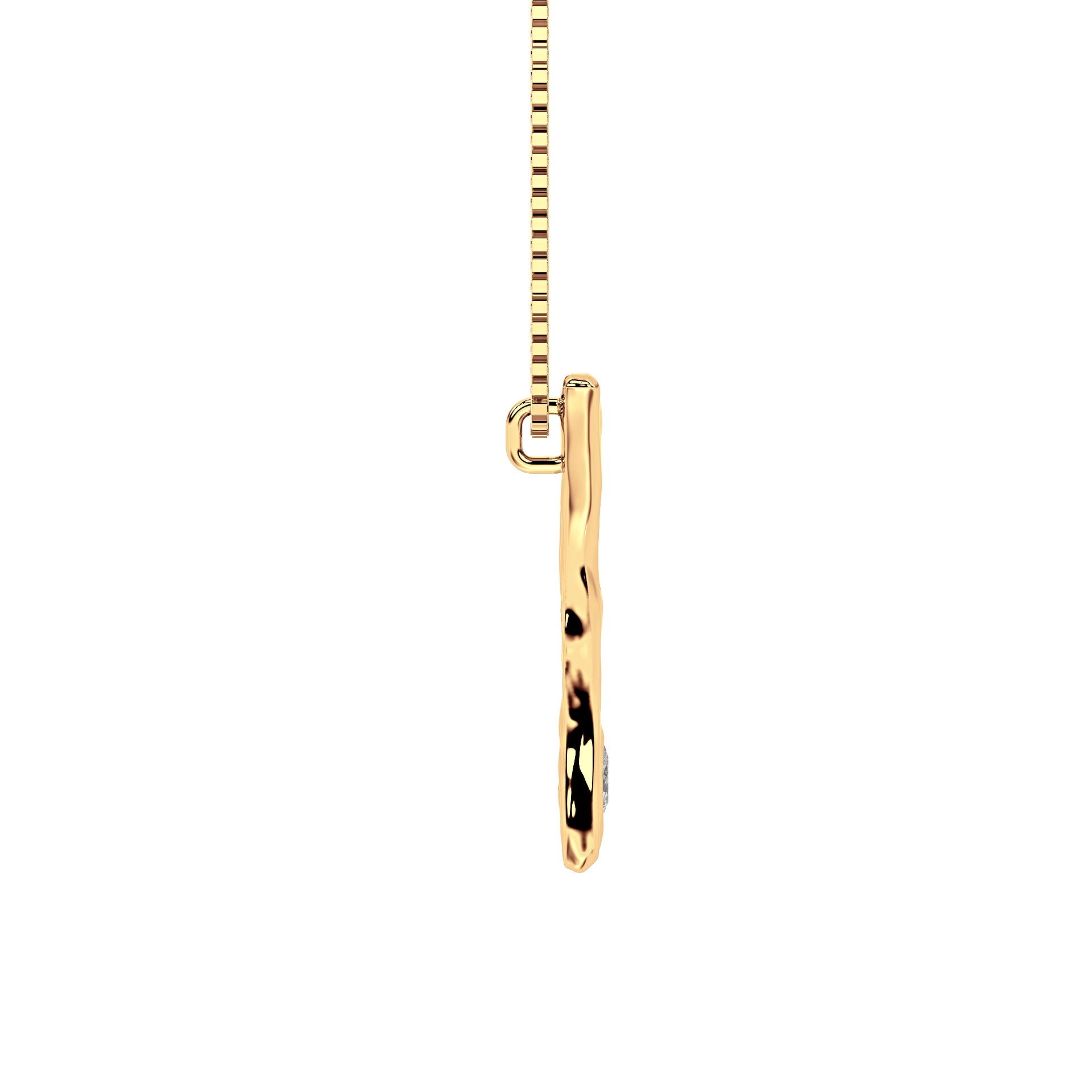 side view of 14k Gold with Lab Diamond Letter R Necklace by Amy Delson