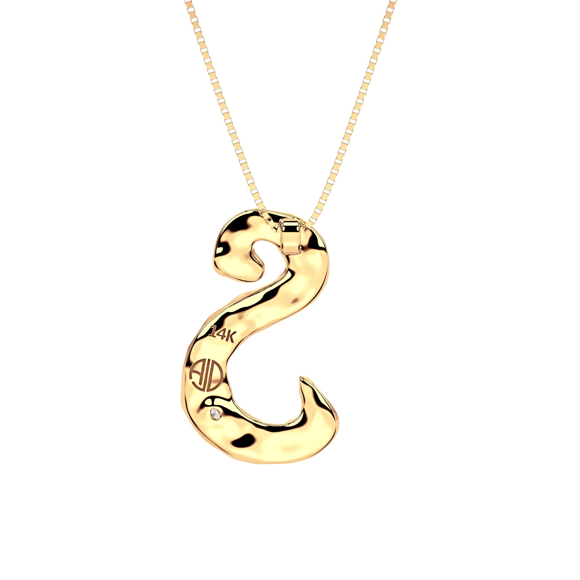 Back view of 14k Gold with Lab Diamond Letter S Necklace by Amy Delson