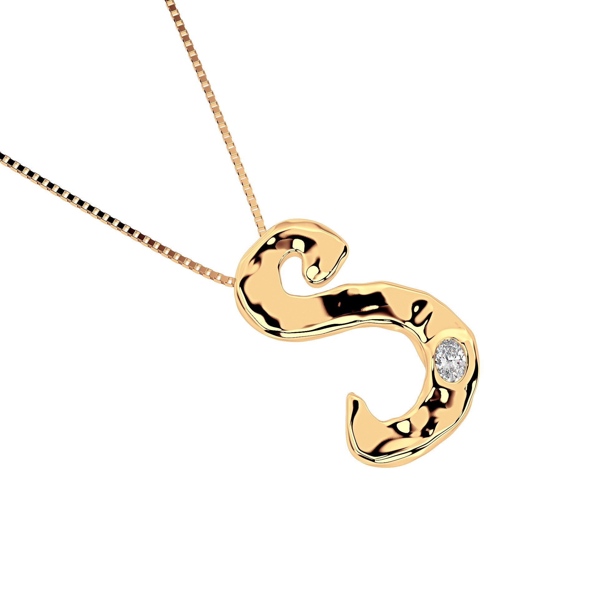 14k Gold with Lab Diamond Letter S Necklace by Amy Delson