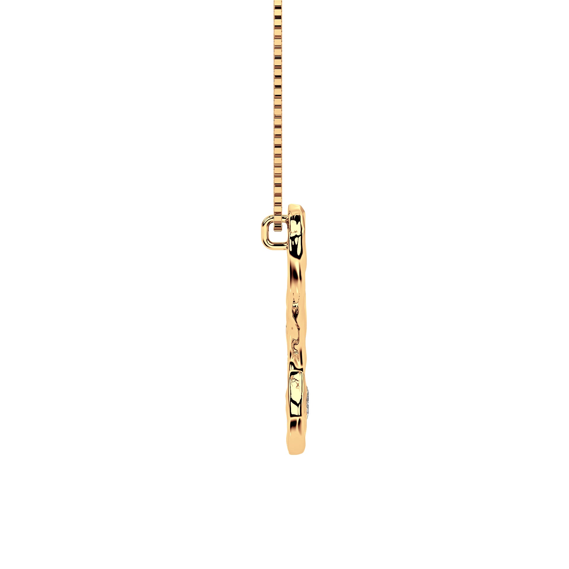 side view of 14k Gold with Lab Diamond Letter S Necklace by Amy Delson