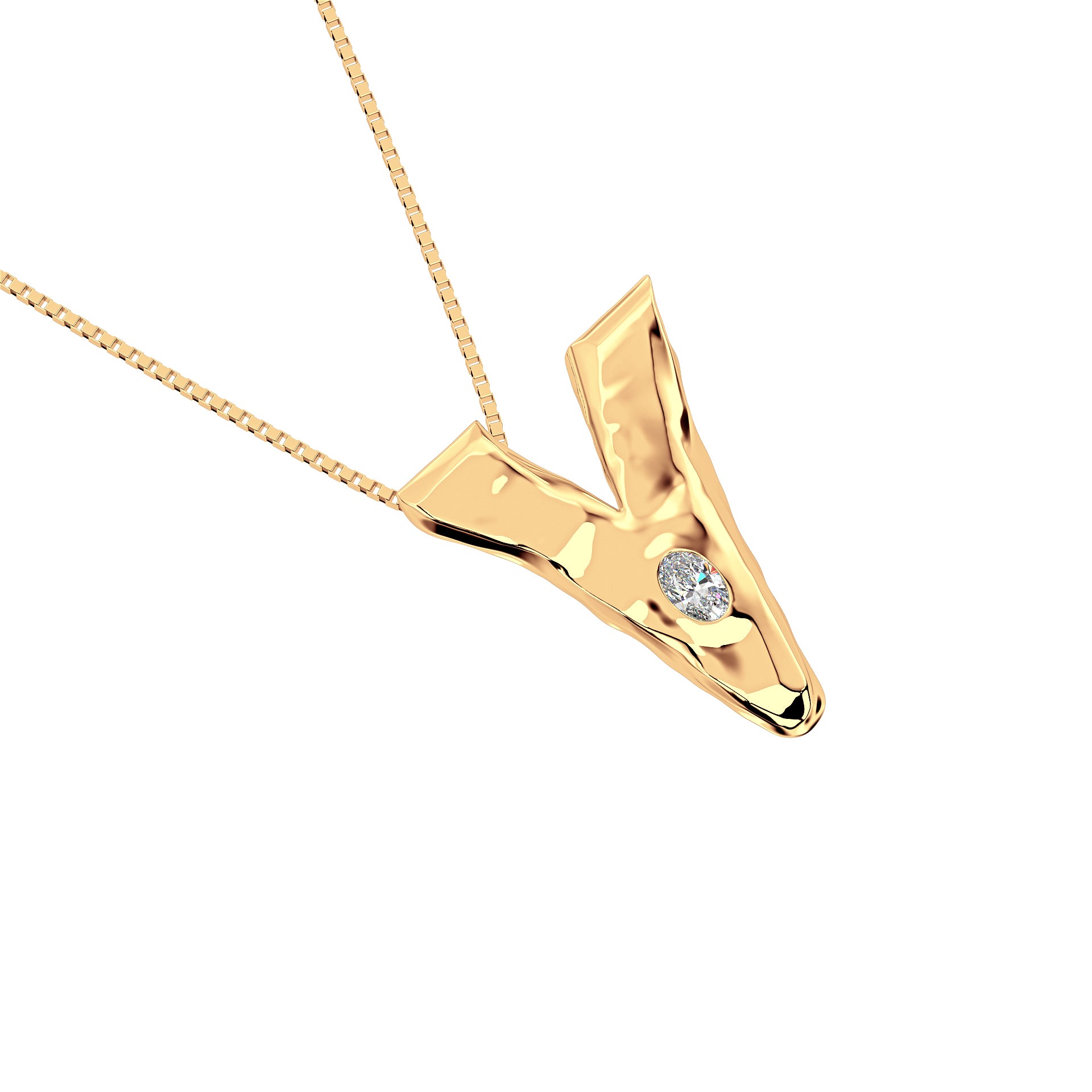 14k Gold with Lab Diamond Letter V Necklace by Amy Delson