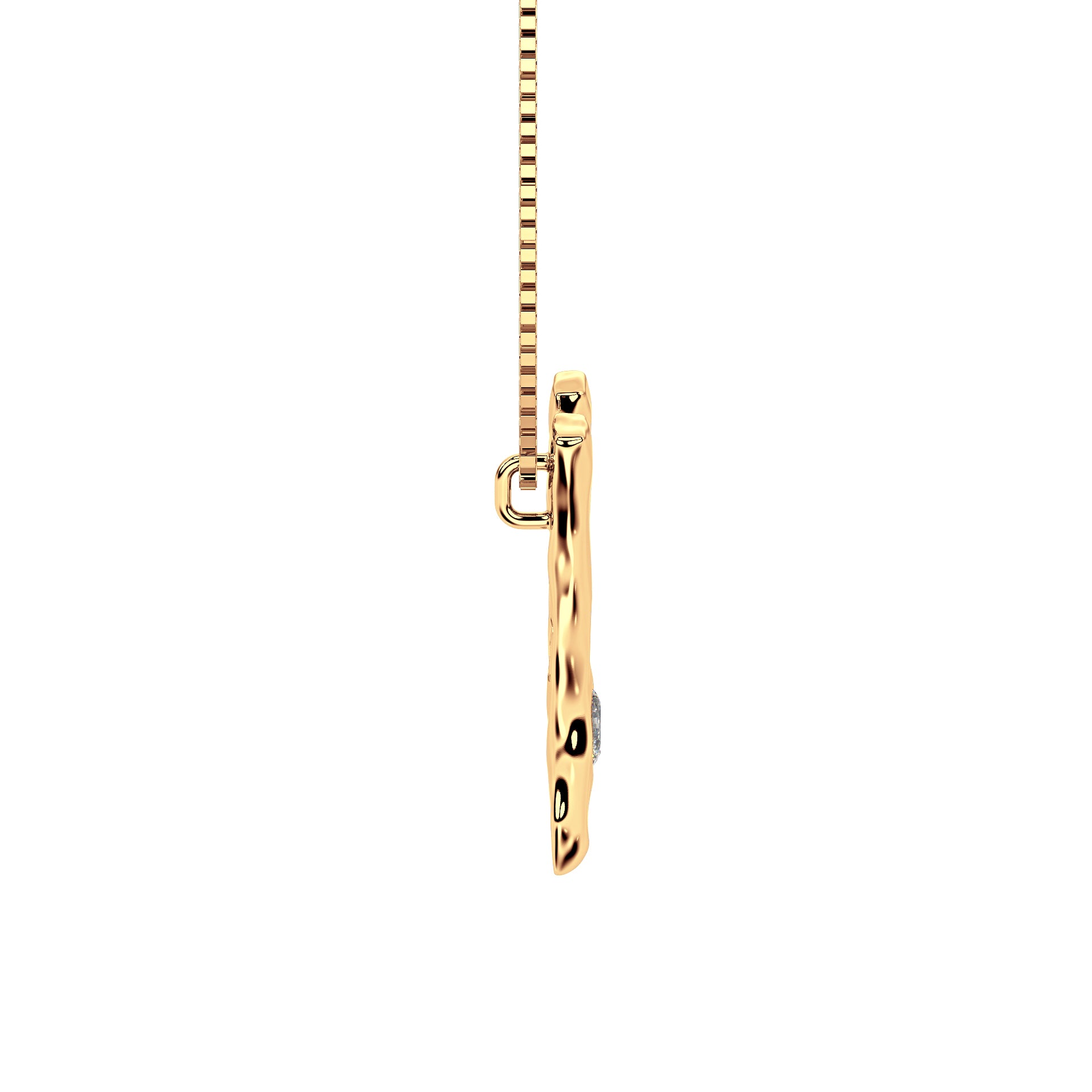 side view of 14k Gold with Lab Diamond Letter W Necklace by Amy Delson