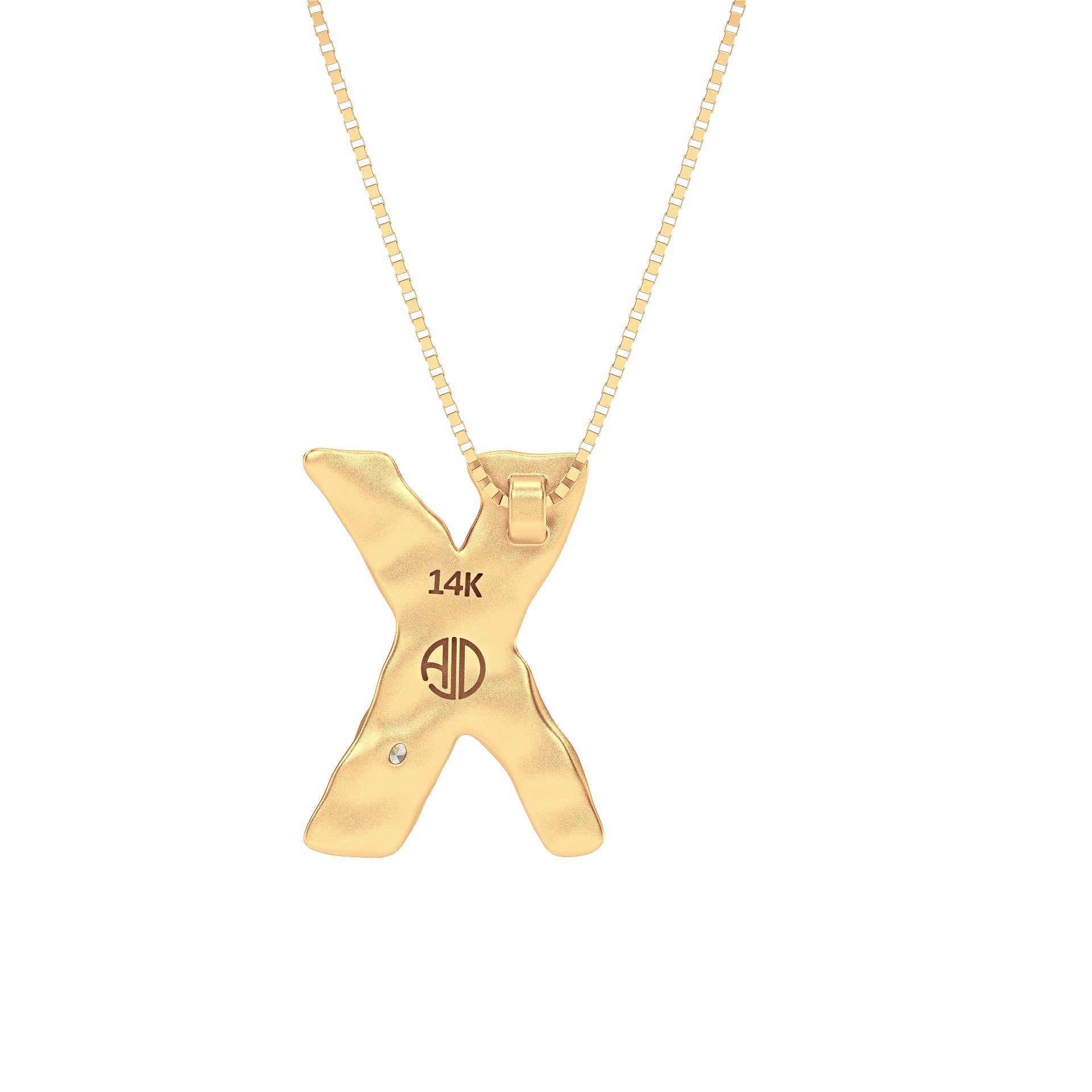 Letter X Necklace in 14K Gold with Oval Lab Diamond
