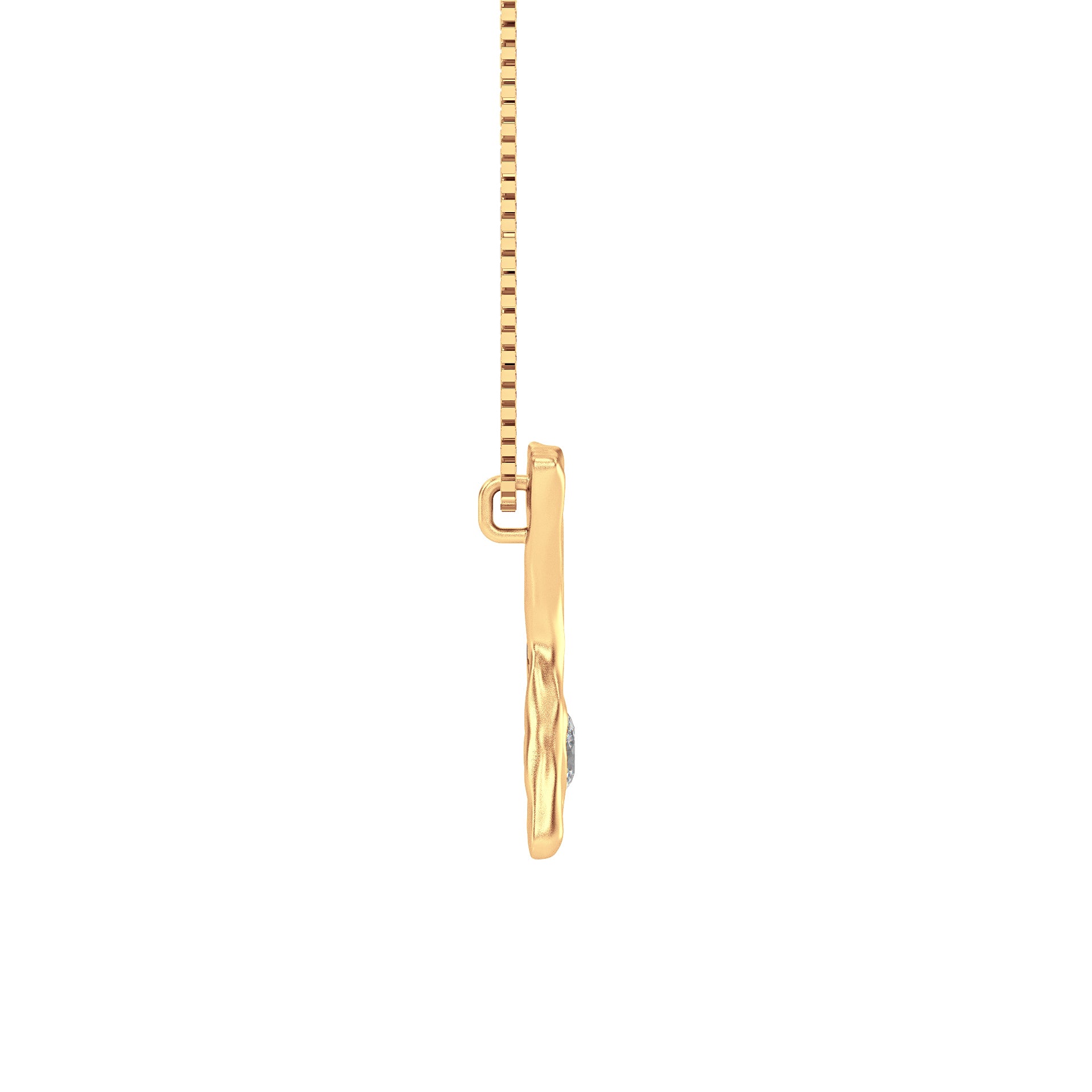 Letter X Necklace in 14K Gold with Oval Lab Diamond
