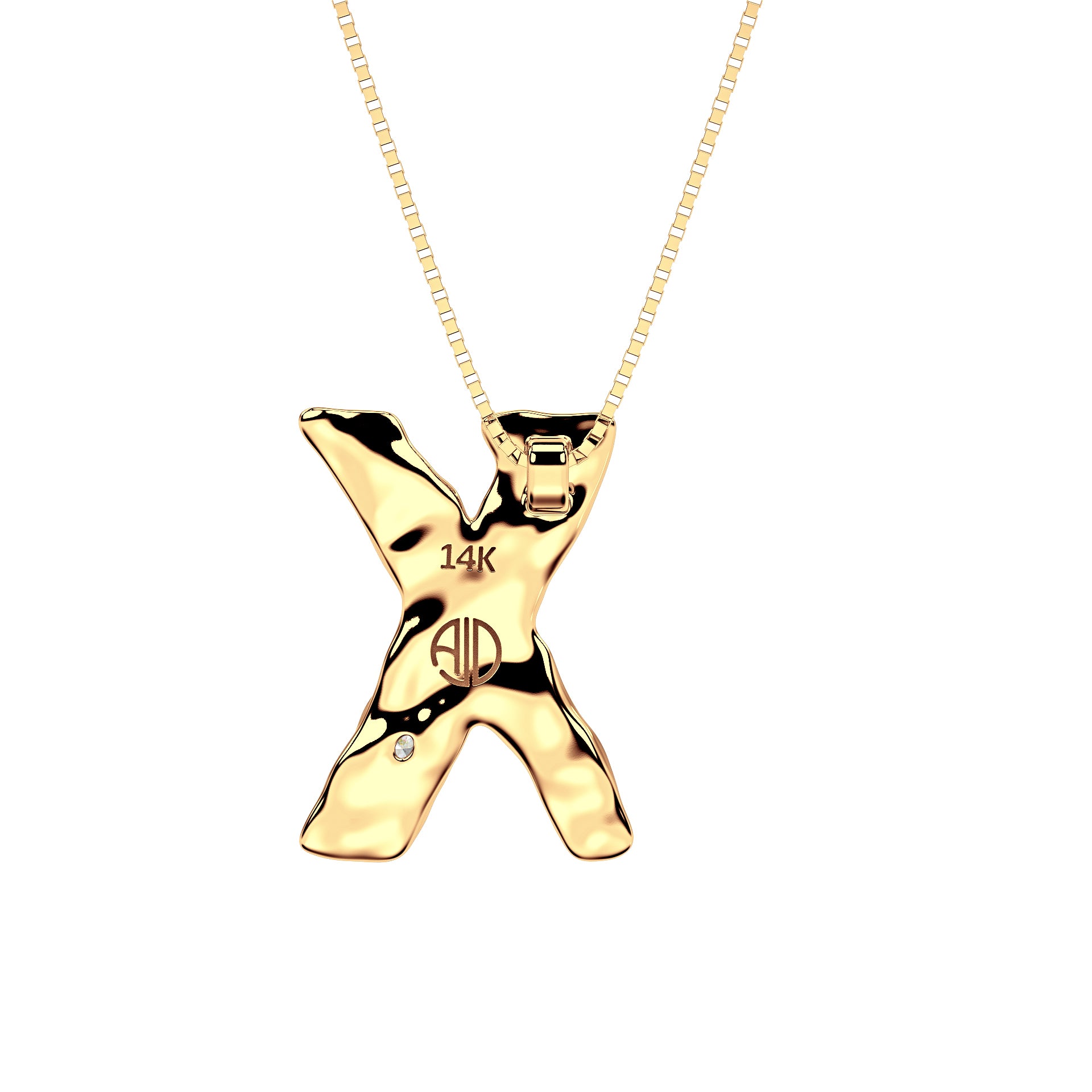 back view of 14k Gold with Lab Diamond Letter X Necklace by Amy Delson