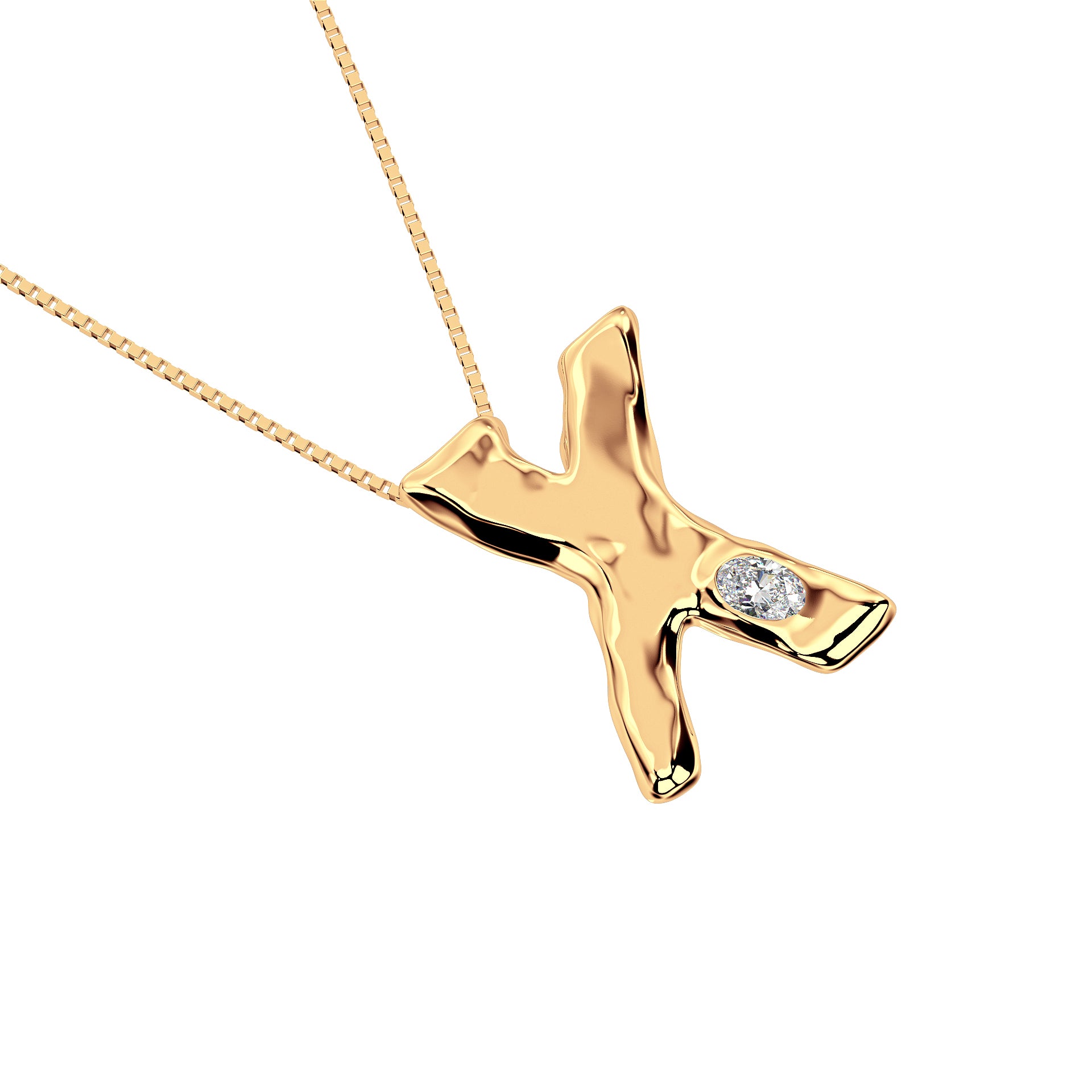 14k Gold with Lab Diamond Letter X Necklace by Amy Delson