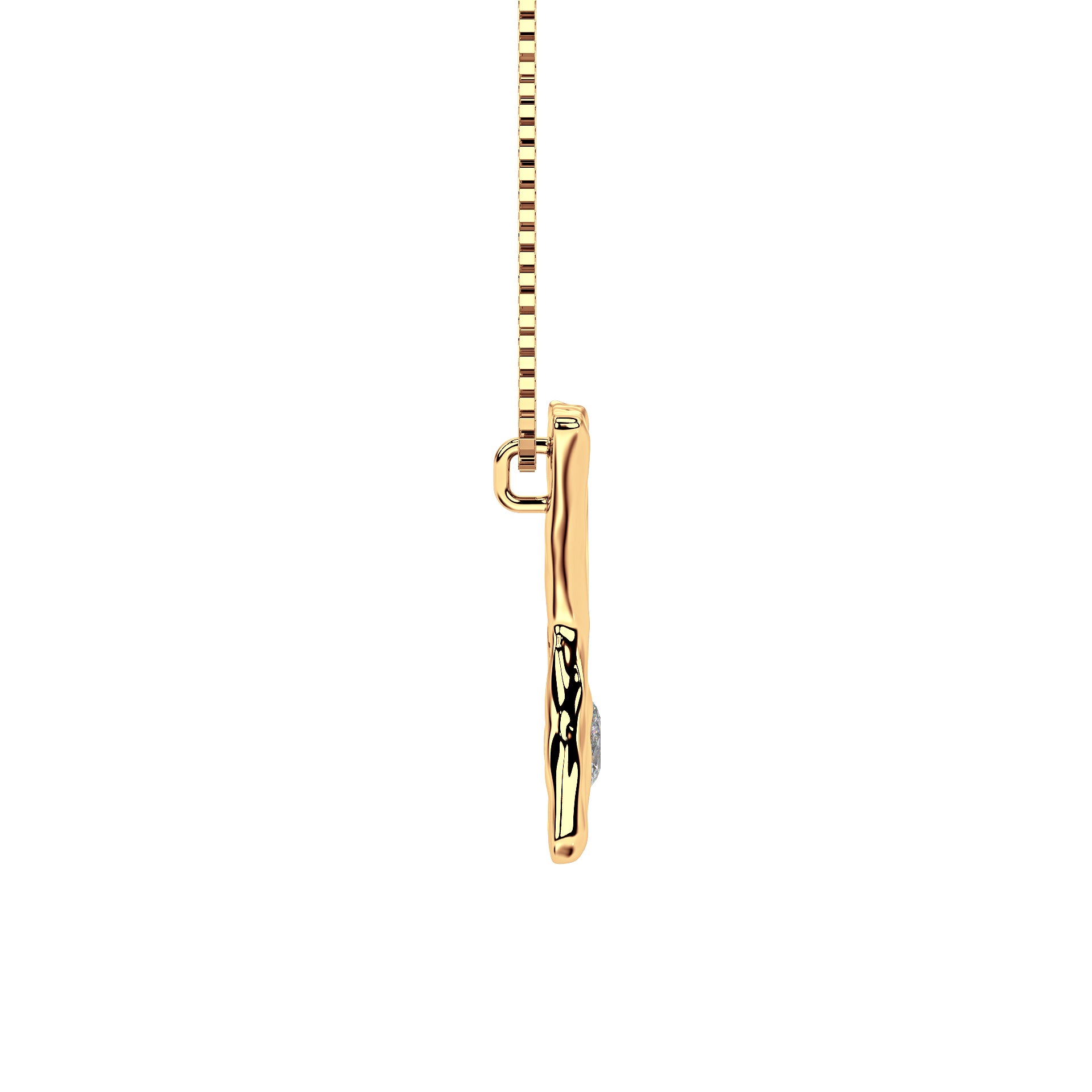 side  view of 14k Gold with Lab Diamond Letter X Necklace by Amy Delson