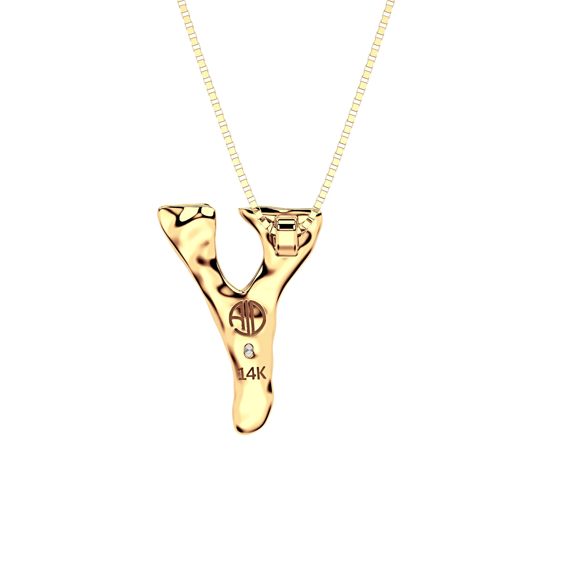 back view of 14k Gold with Lab Diamond Letter Y Necklace by Amy Delson