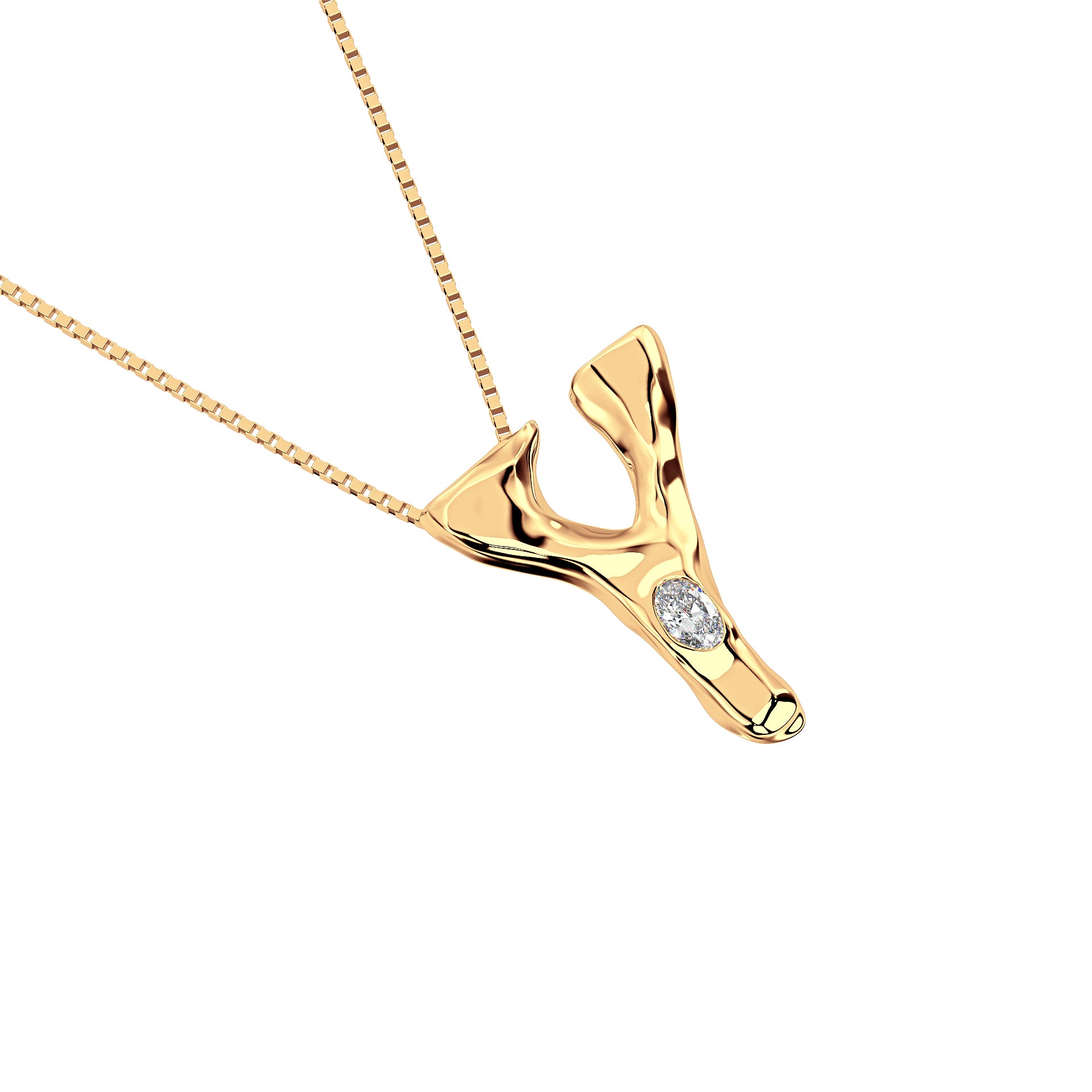 14k Gold with Lab Diamond Letter Y Necklace by Amy Delson
