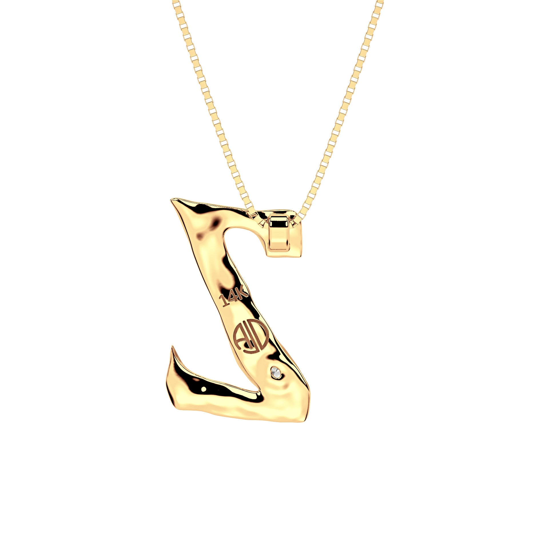 Back view of 14k Gold with Lab Diamond Letter Z Necklace by Amy Delson