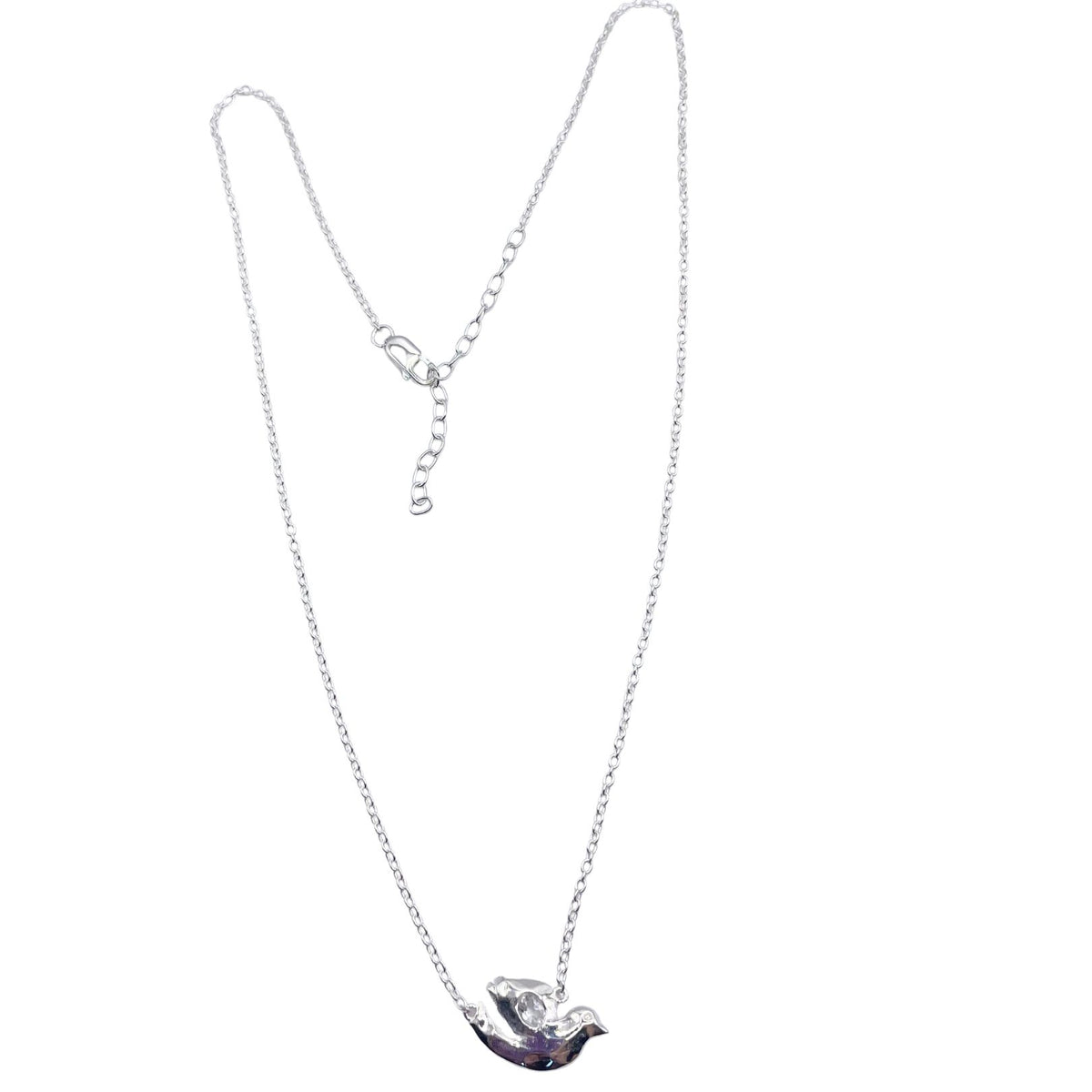 Silver dove white topaz necklace by Amy Delson