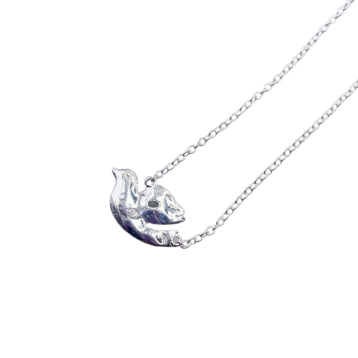 back of silver dove necklace by Amy Delson